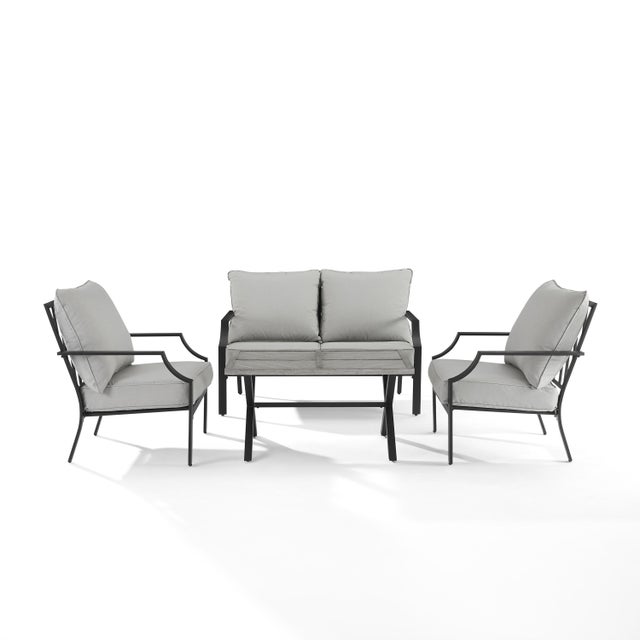 Crosley Furniture Otto Outdoor Loveseat and 2 Lounge Chairs with Coffee Table