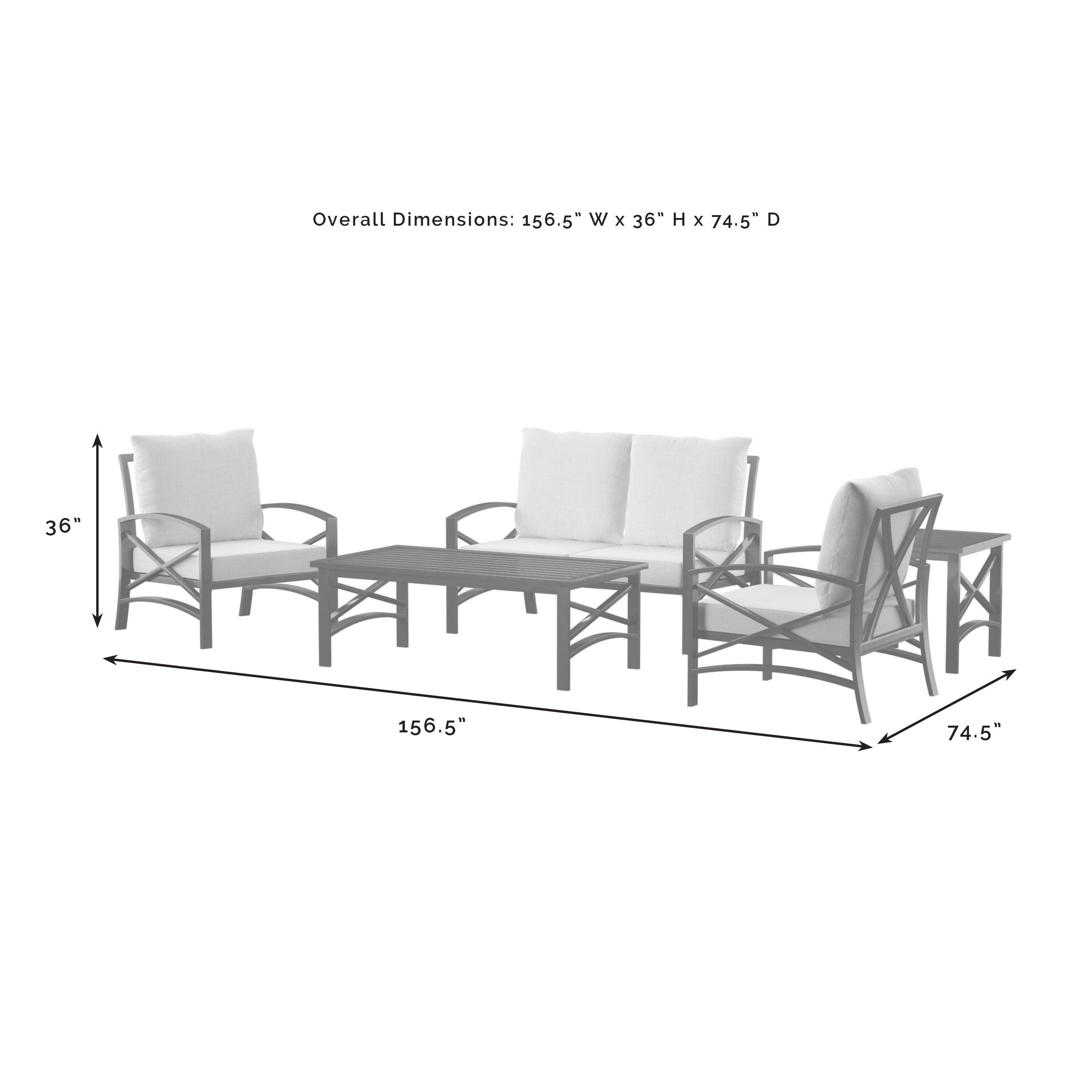 Crosley Furniture Kaplan Outdoor Conversation Set with Fire Pit Table, Oatmeal, large