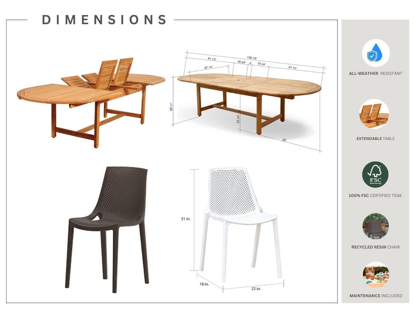 Lanikai Outdoor Extendable Dining Table and 10 Chairs, , large