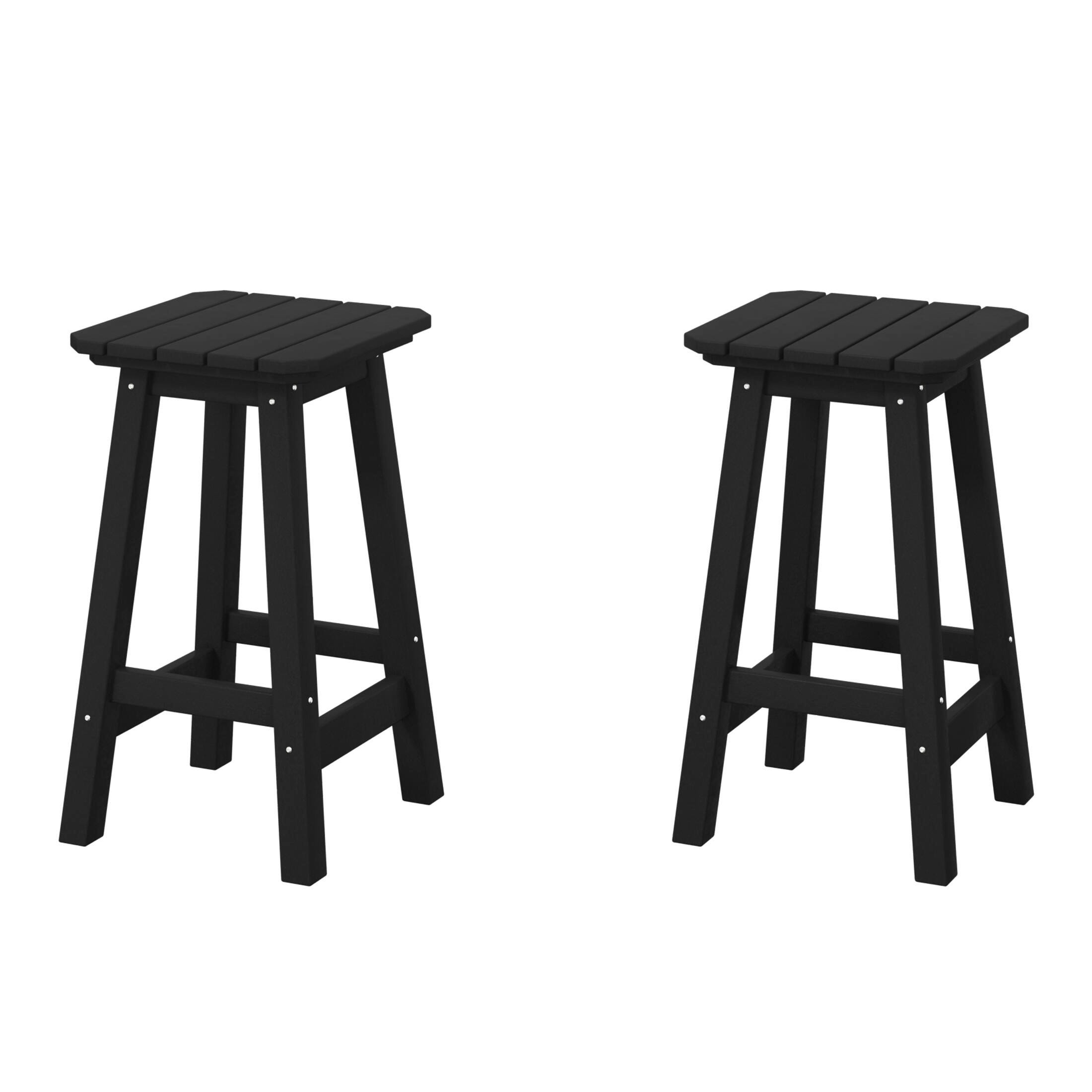 Westin Furniture Otto Outdoor Square Counter Stool (Set of 2), Black, large