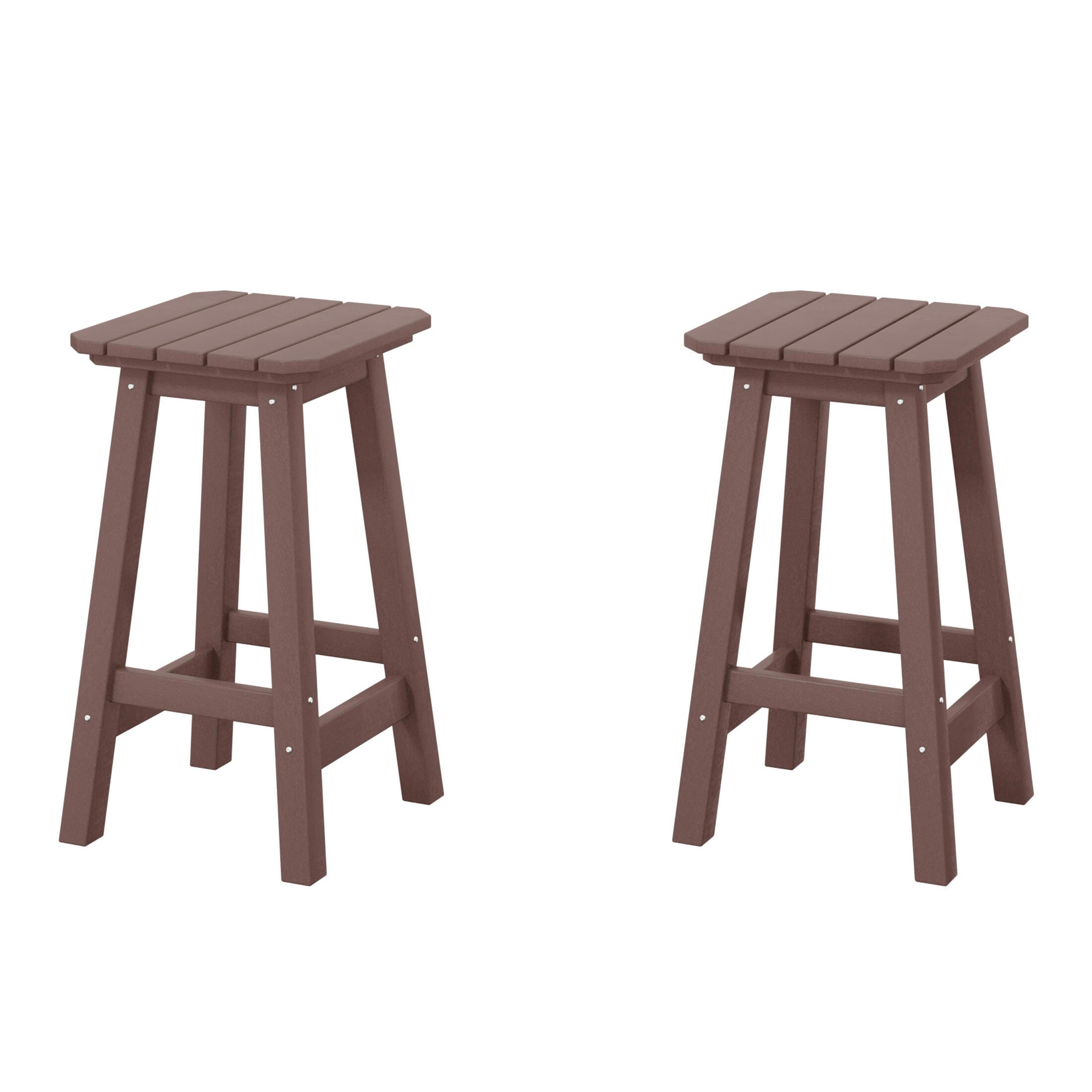 Westin Furniture Otto Outdoor Square Counter Stool (Set of 2), Dark Brown, large