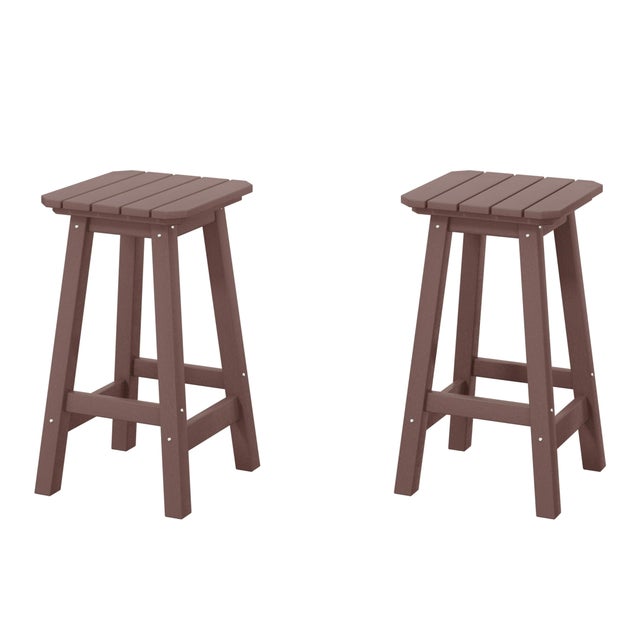 Westin Furniture Otto Outdoor Square Counter Stool (Set of 2), Dark Brown