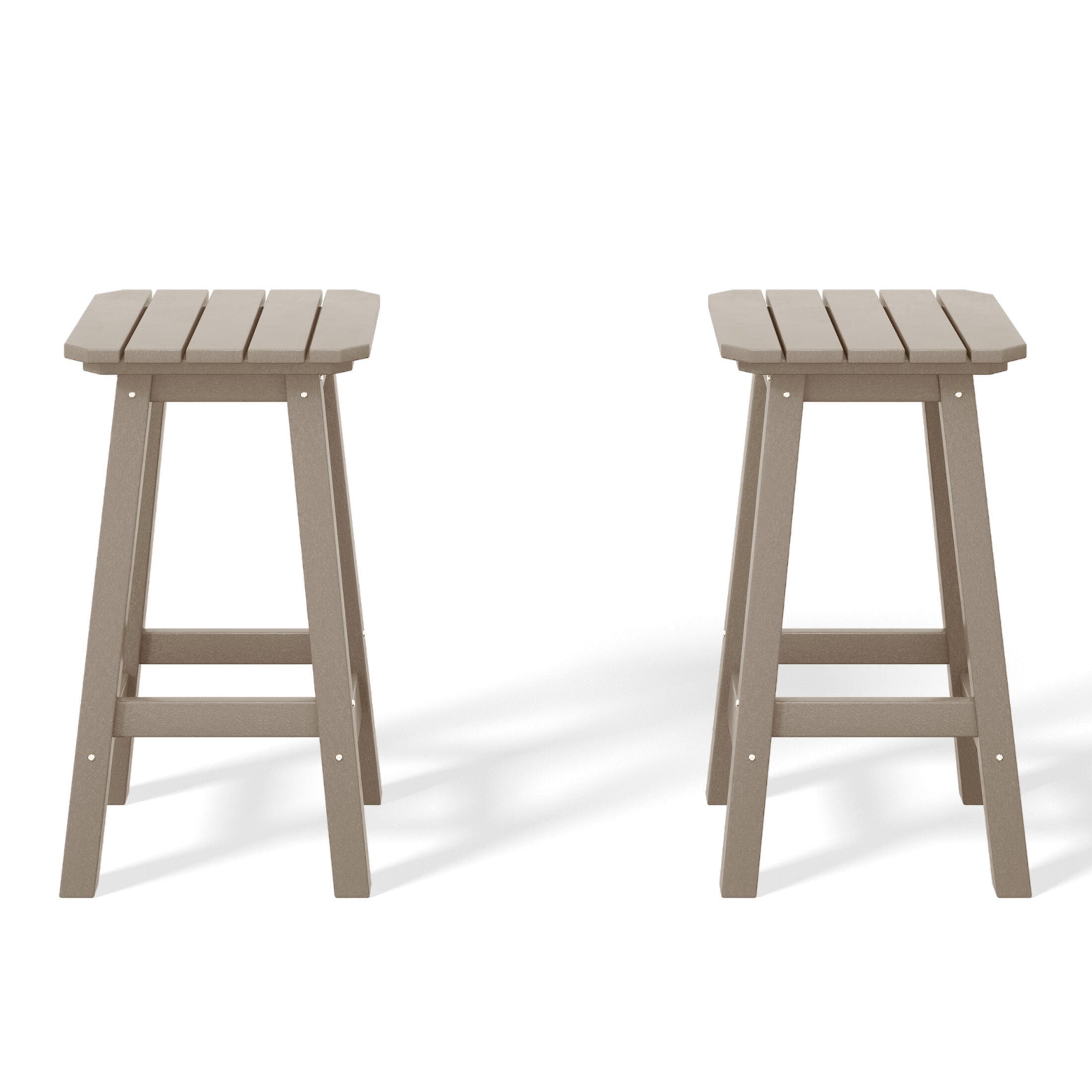 Westin Furniture Otto Outdoor Square Counter Stool (Set of 2), Weathered Wood, large