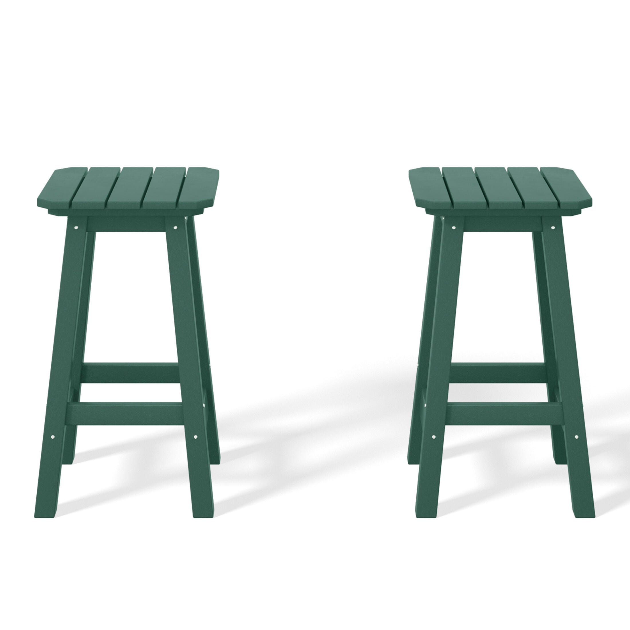 Westin Furniture Otto Outdoor Square Counter Stool (Set of 2), Dark Green, large
