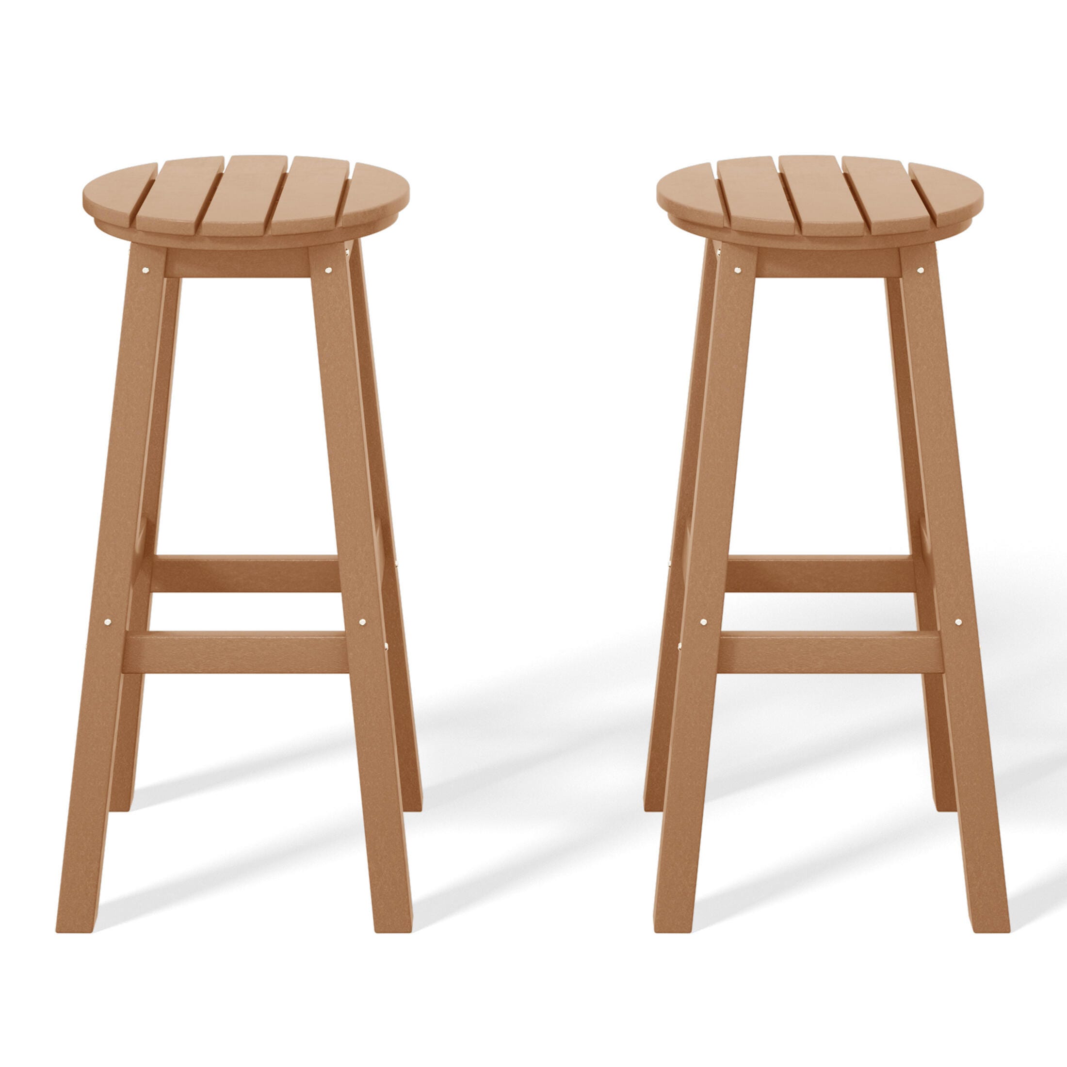 Westin Furniture Otto Outdoor Round Bar Stool (Set of 2), Teak, large