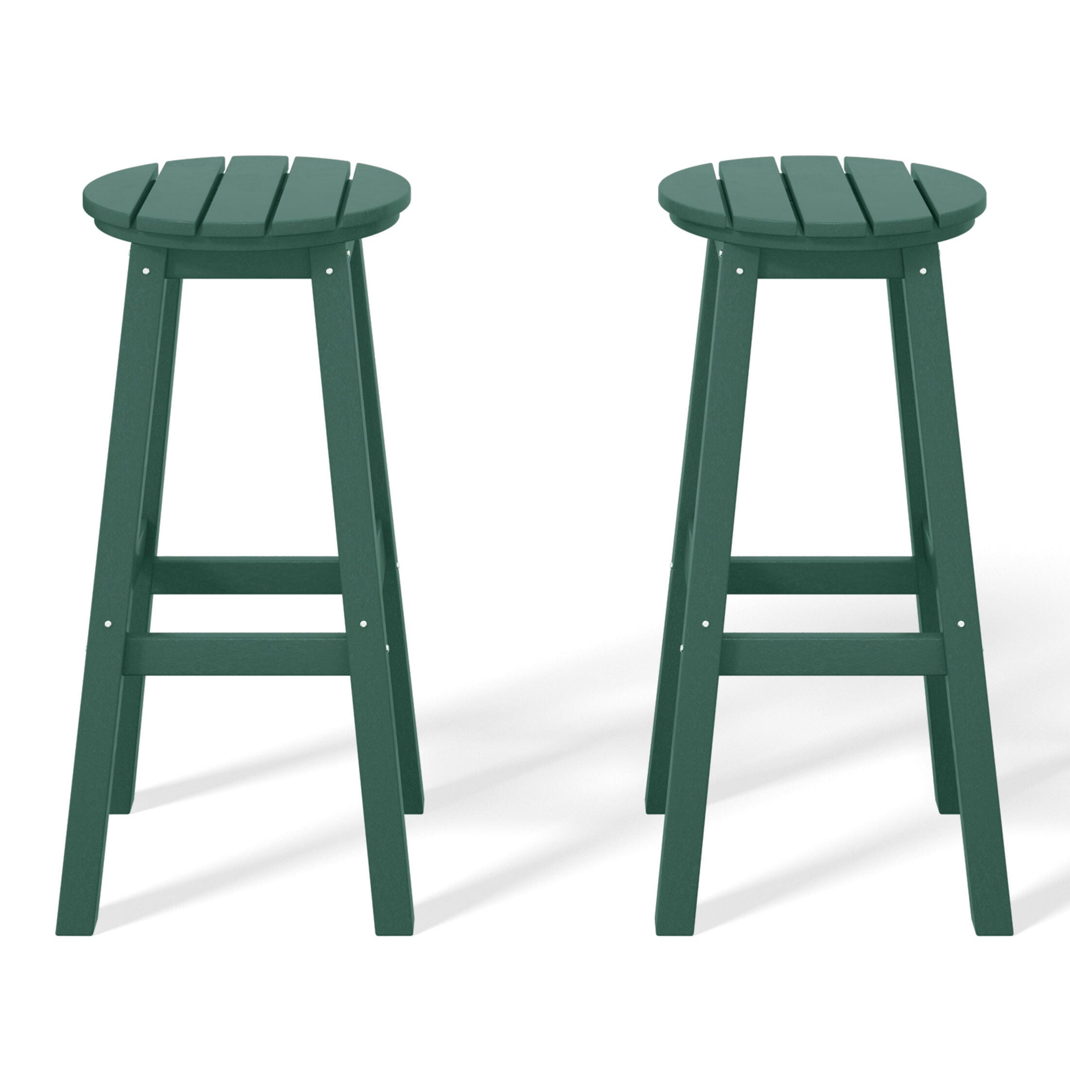 Westin Furniture Otto Outdoor Round Bar Stool (Set of 2), Dark Green, large