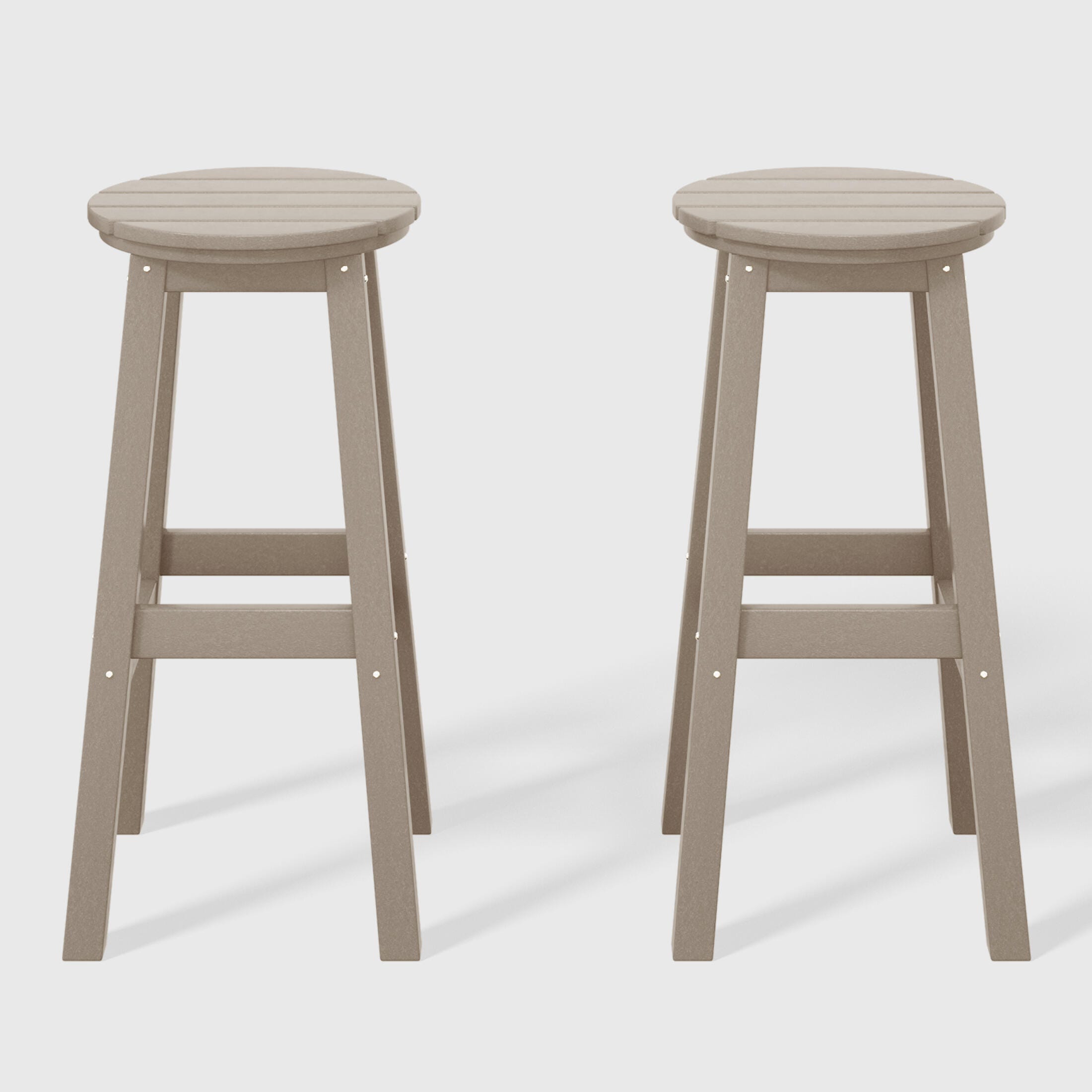 Westin Furniture Otto Outdoor Round Bar Stool (Set of 2), Weathered Wood, large