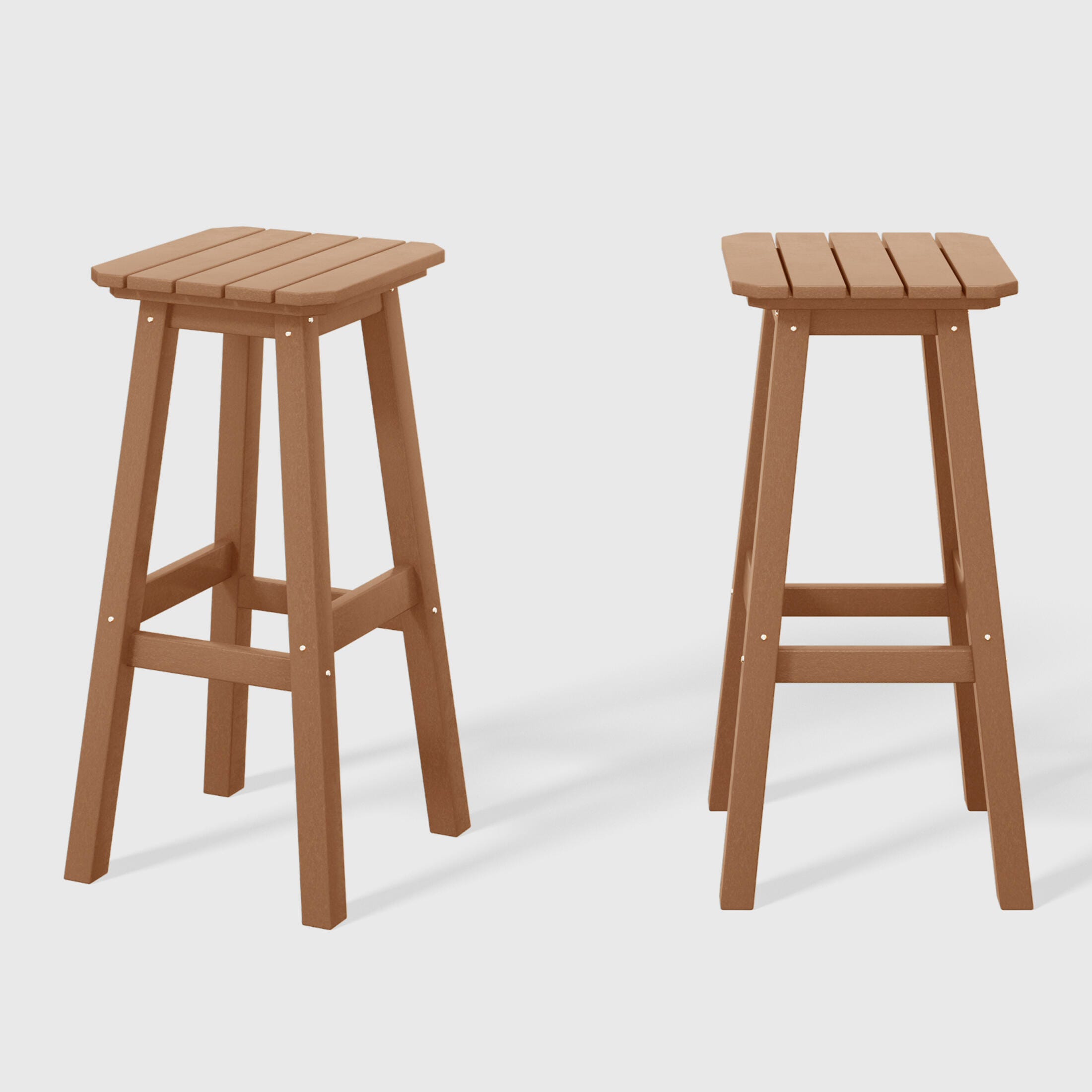 Westin Furniture Otto Outdoor Square Bar Stool (Set of 2), Teak, large