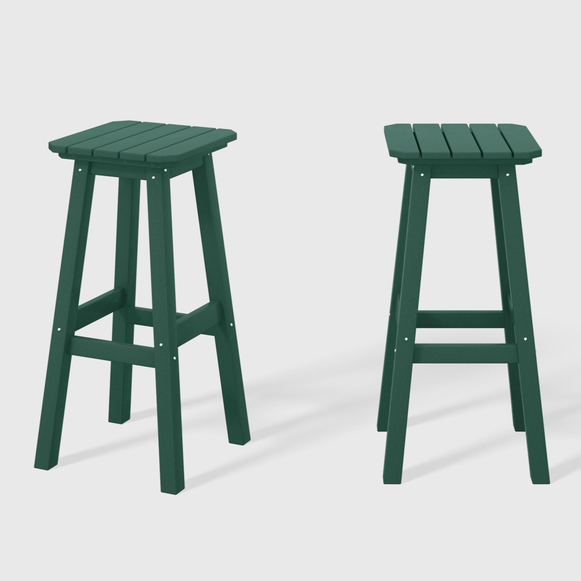 Westin Furniture Otto Outdoor Square Bar Stool (Set of 2), Dark Green, large