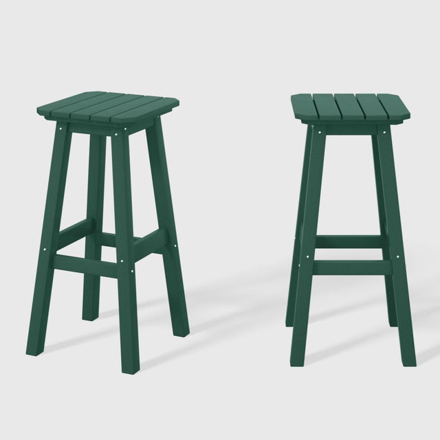 Westin Furniture Otto Outdoor Square Bar Stool (Set of 2), Dark Green