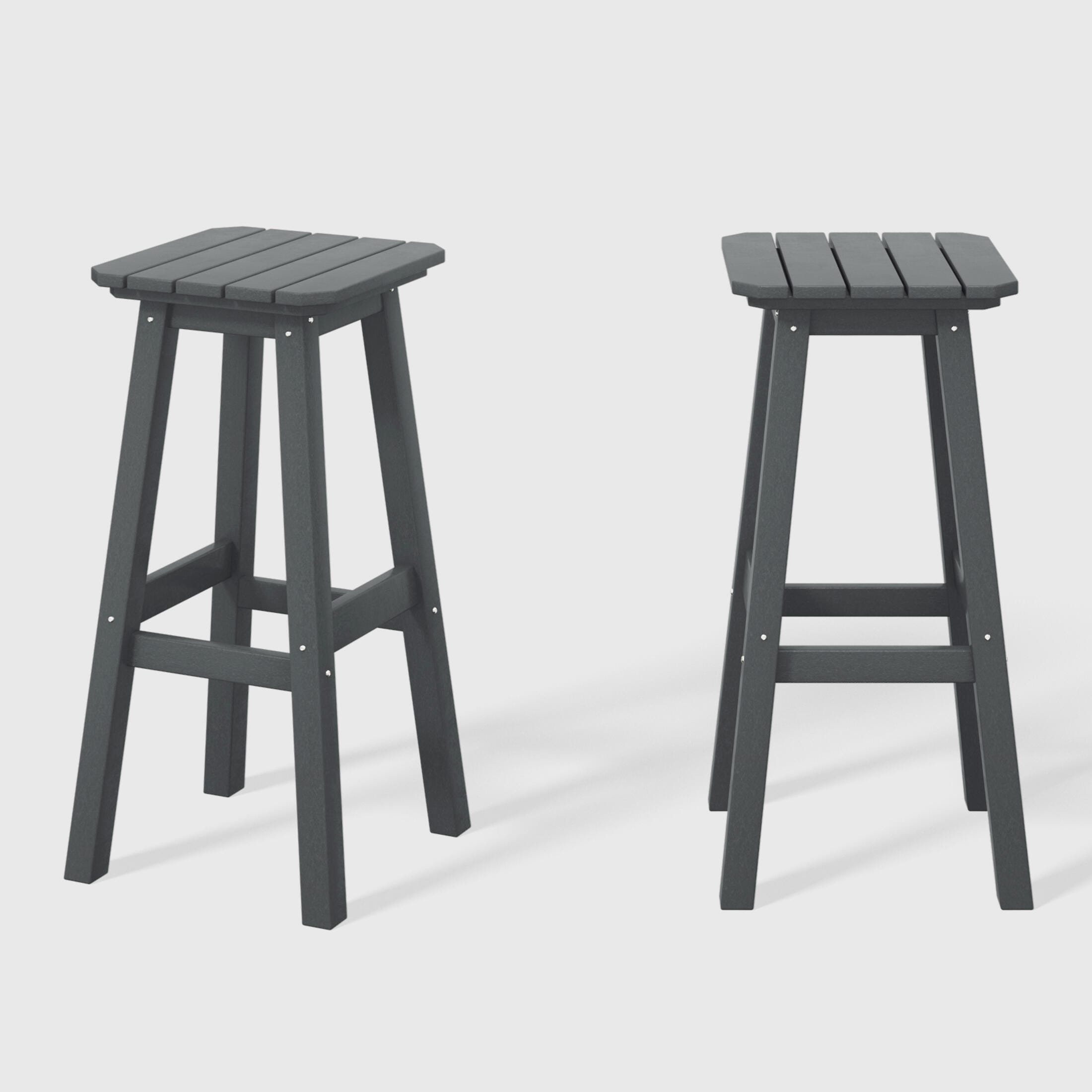 Westin Furniture Otto Outdoor Square Bar Stool (Set of 2), Gray, large