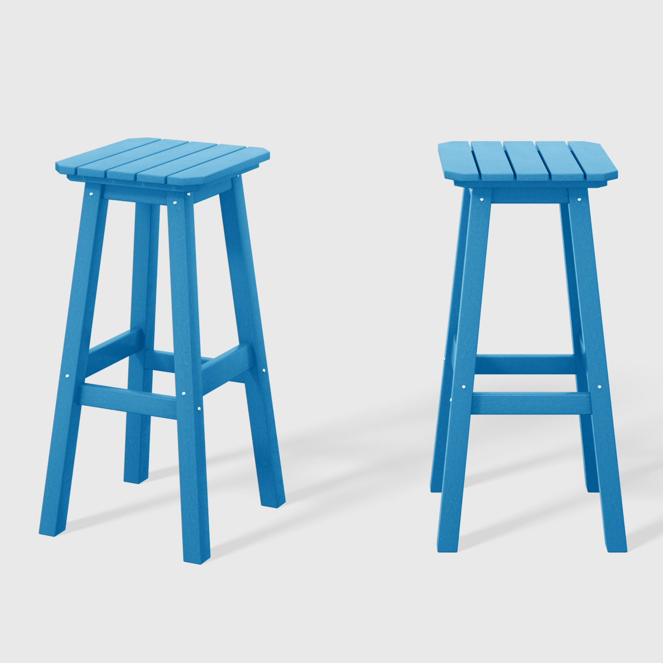 Westin Furniture Otto Outdoor Square Bar Stool (Set of 2), Pacific Blue, large