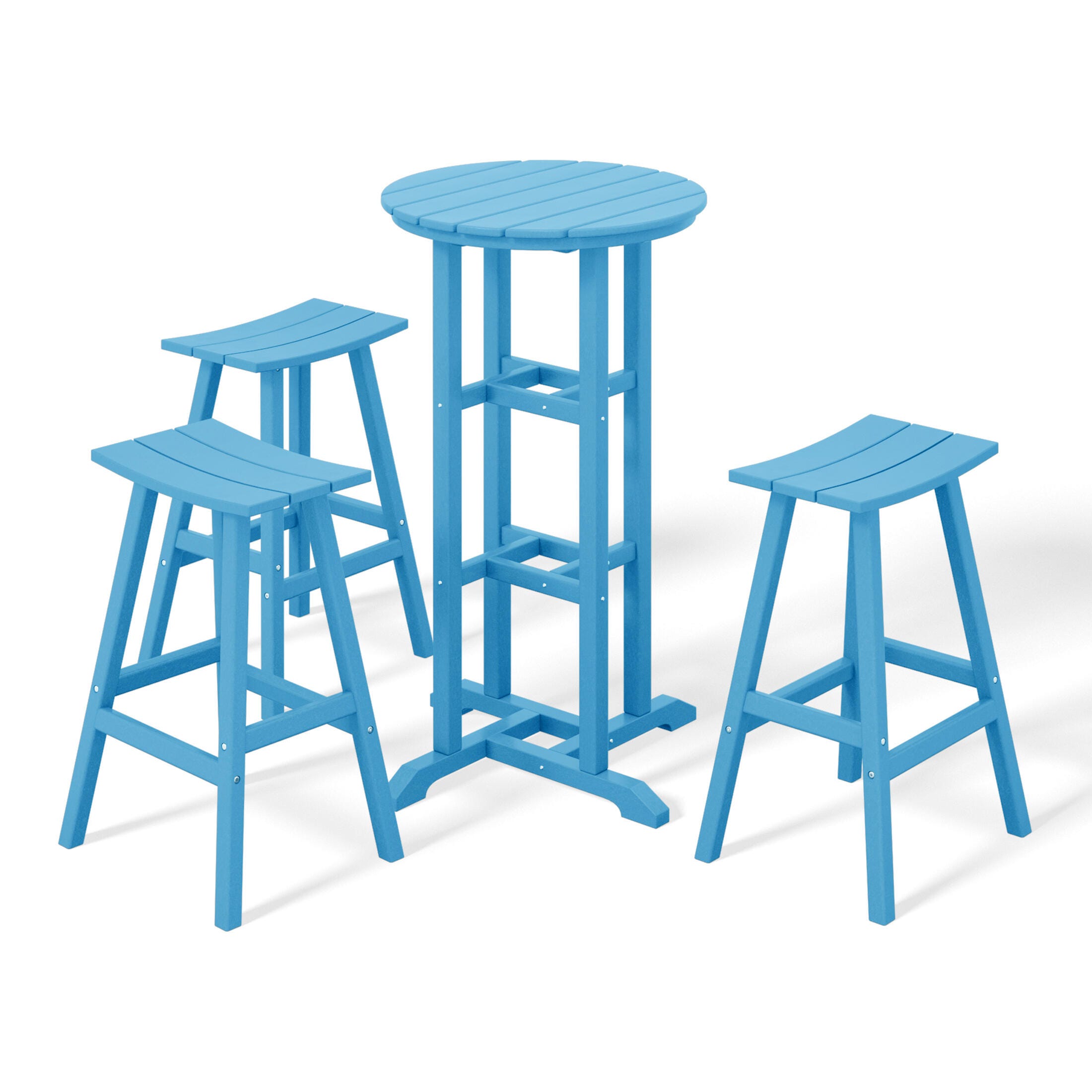 Westin Furniture Otto Outdoor Bar Table and 3 Bar Stools, Pacific Blue, large