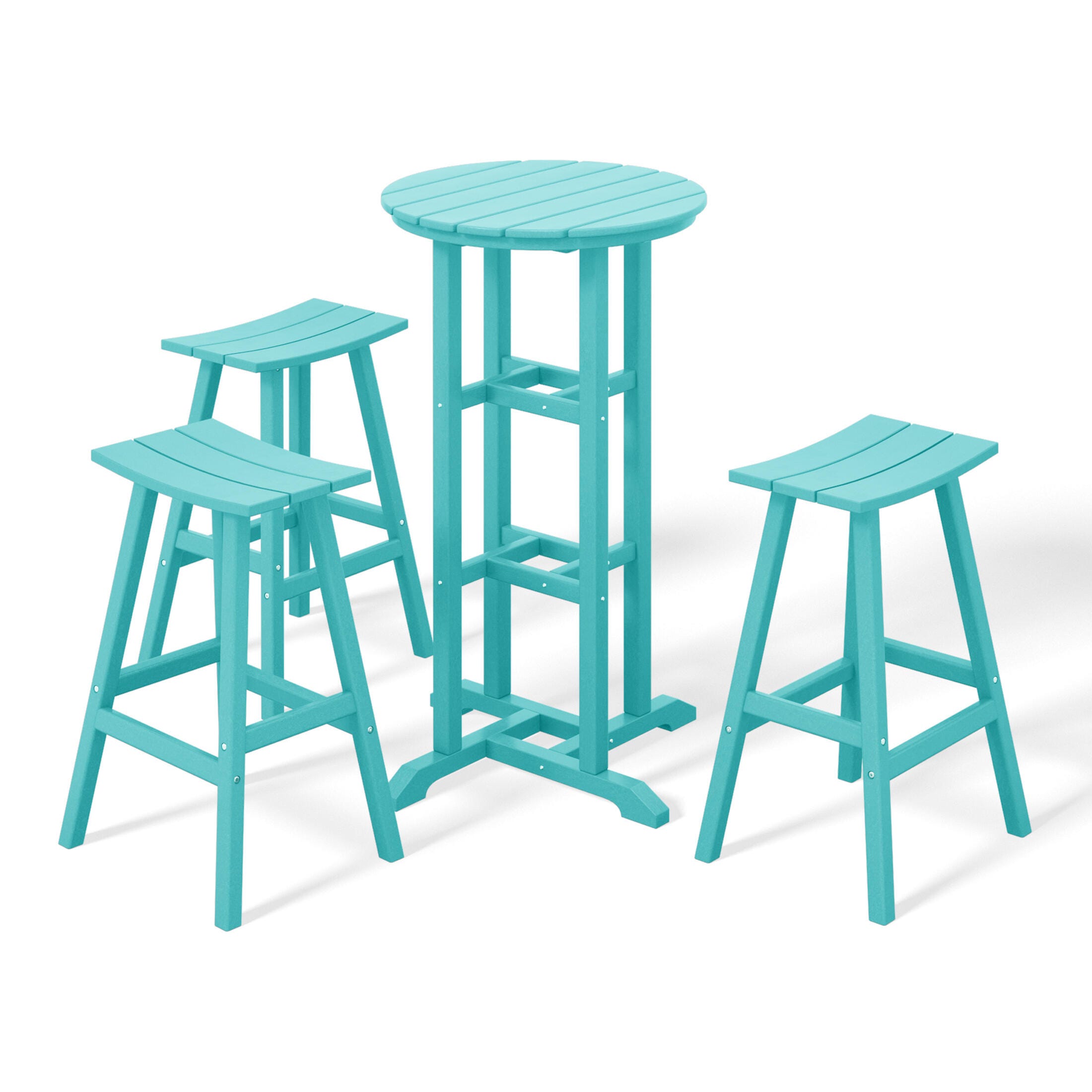 Westin Furniture Otto Outdoor Bar Table and 3 Bar Stools, Turquoise, large