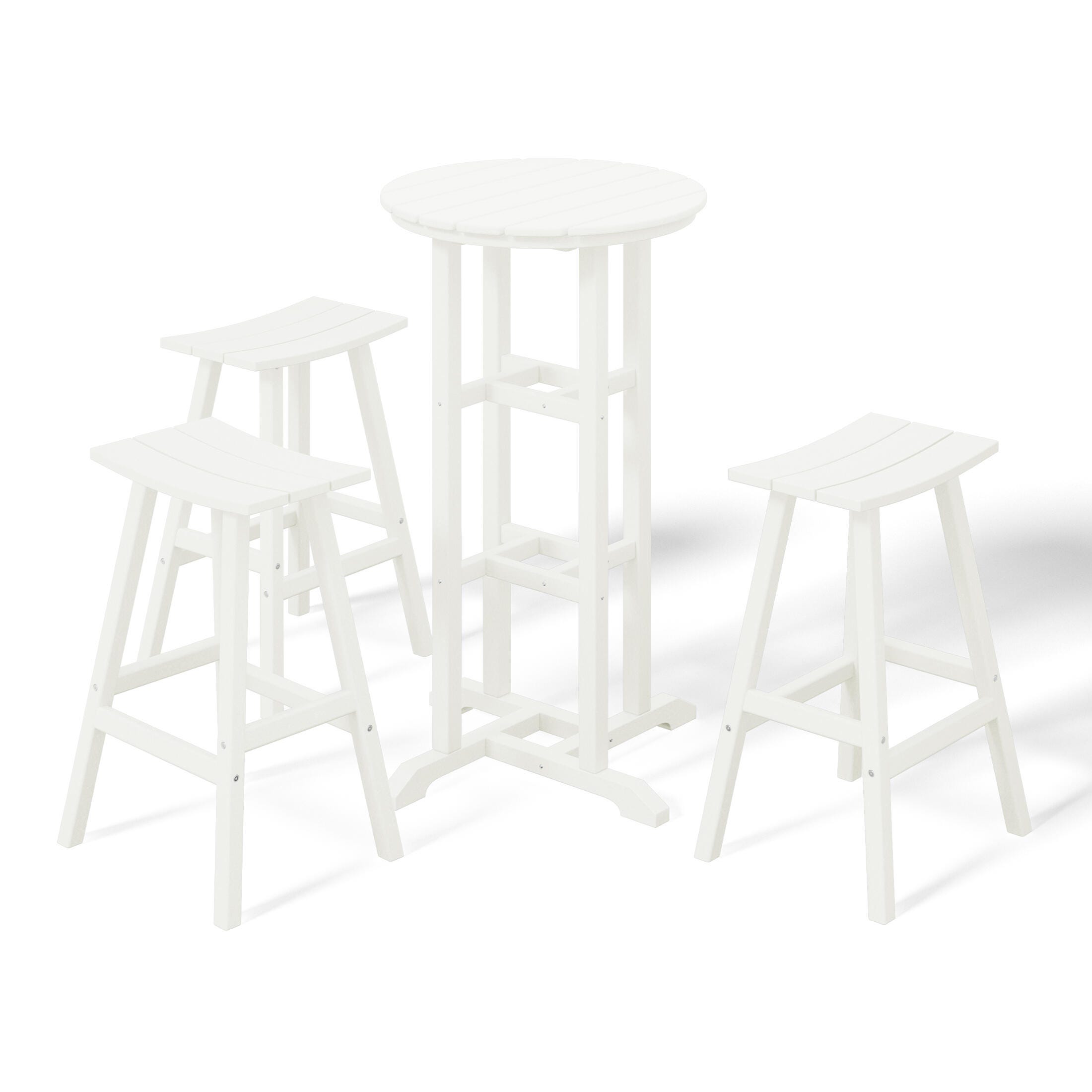 Westin Furniture Otto Outdoor Bar Table and 3 Bar Stools, White, large