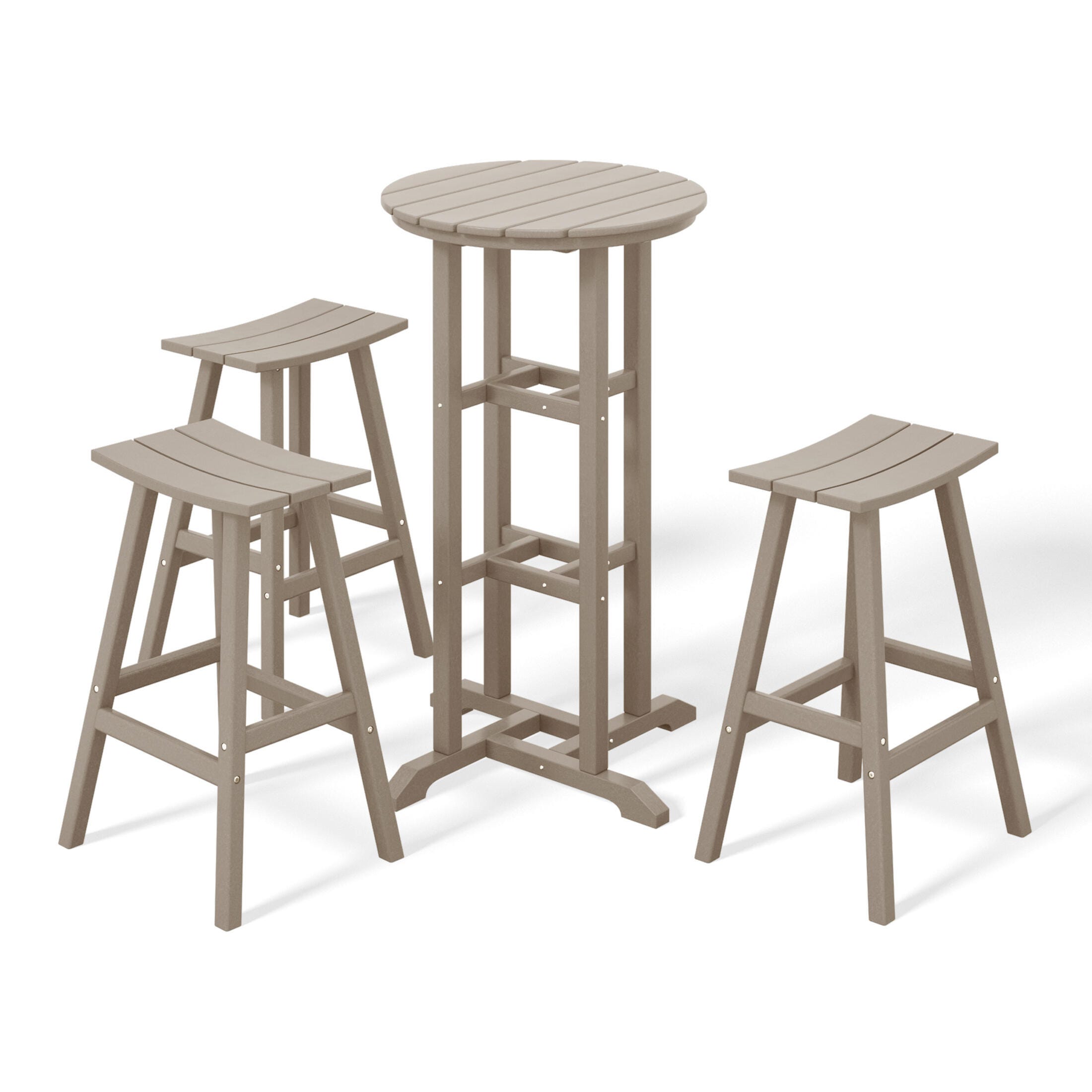Westin Furniture Otto Outdoor Bar Table and 3 Bar Stools, Weathered Wood, large
