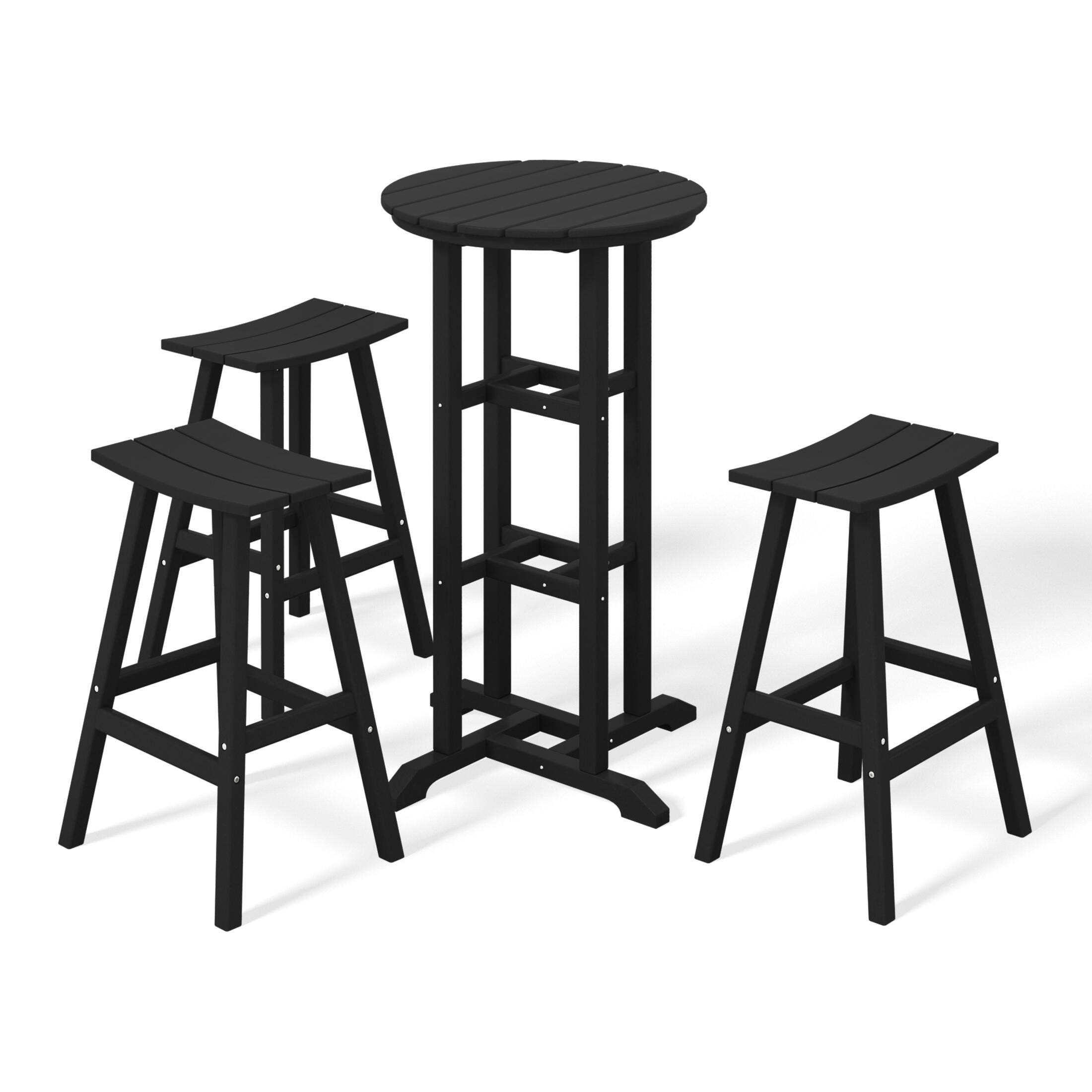 Westin Furniture Otto Outdoor Bar Table and 3 Bar Stools, Black, large