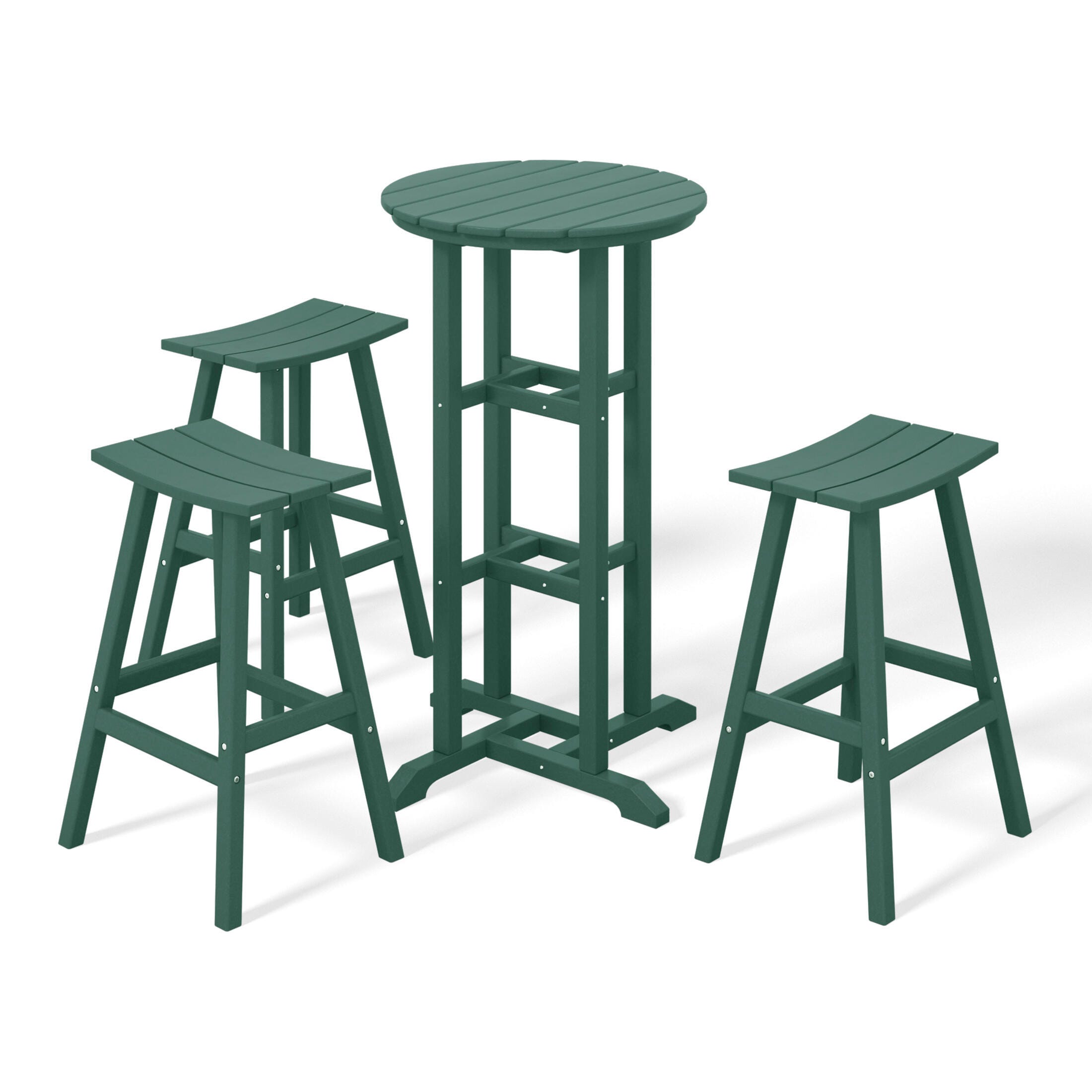 Westin Furniture Otto Outdoor Bar Table and 3 Bar Stools, Dark Green, large