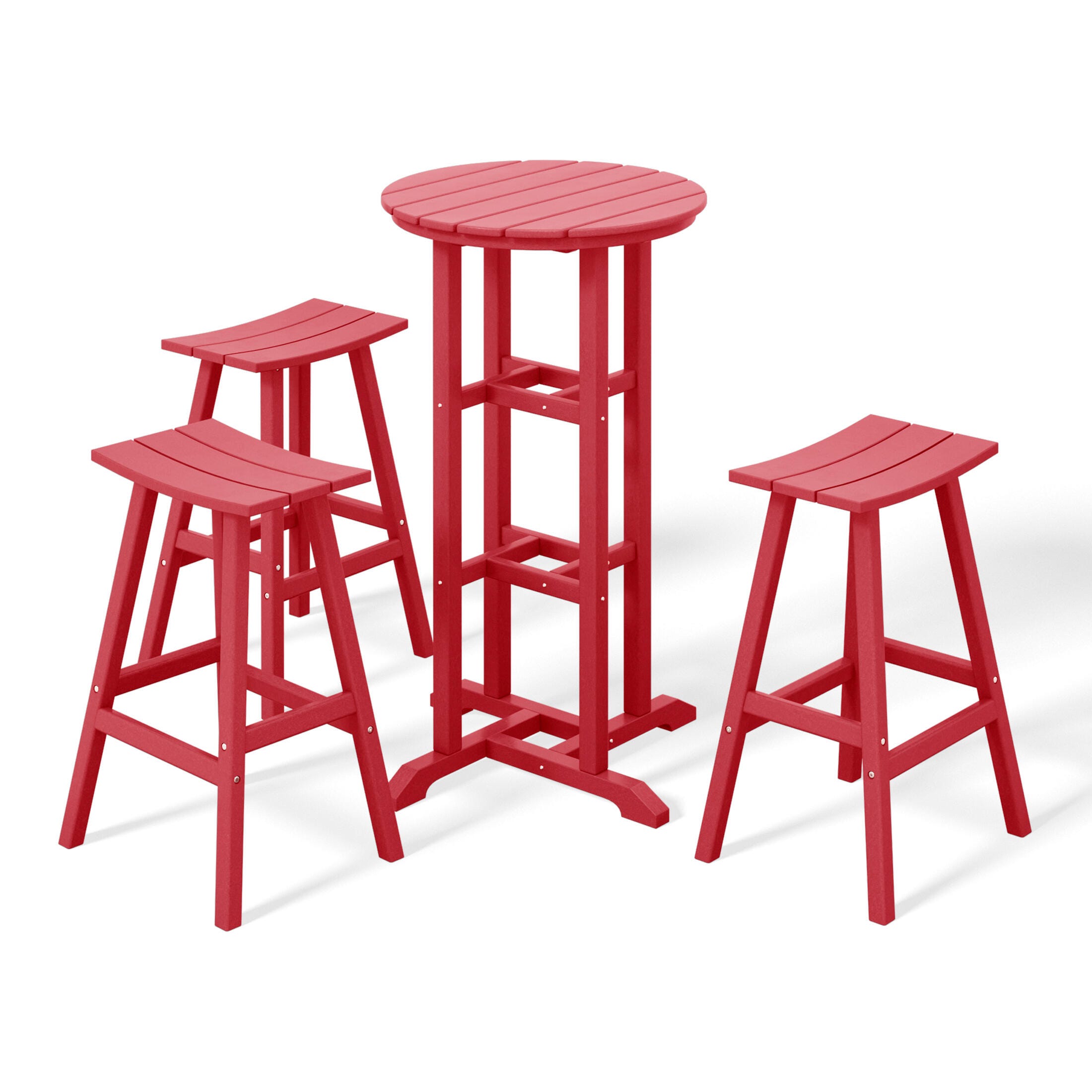 Westin Furniture Otto Outdoor Bar Table and 3 Bar Stools, Red, large