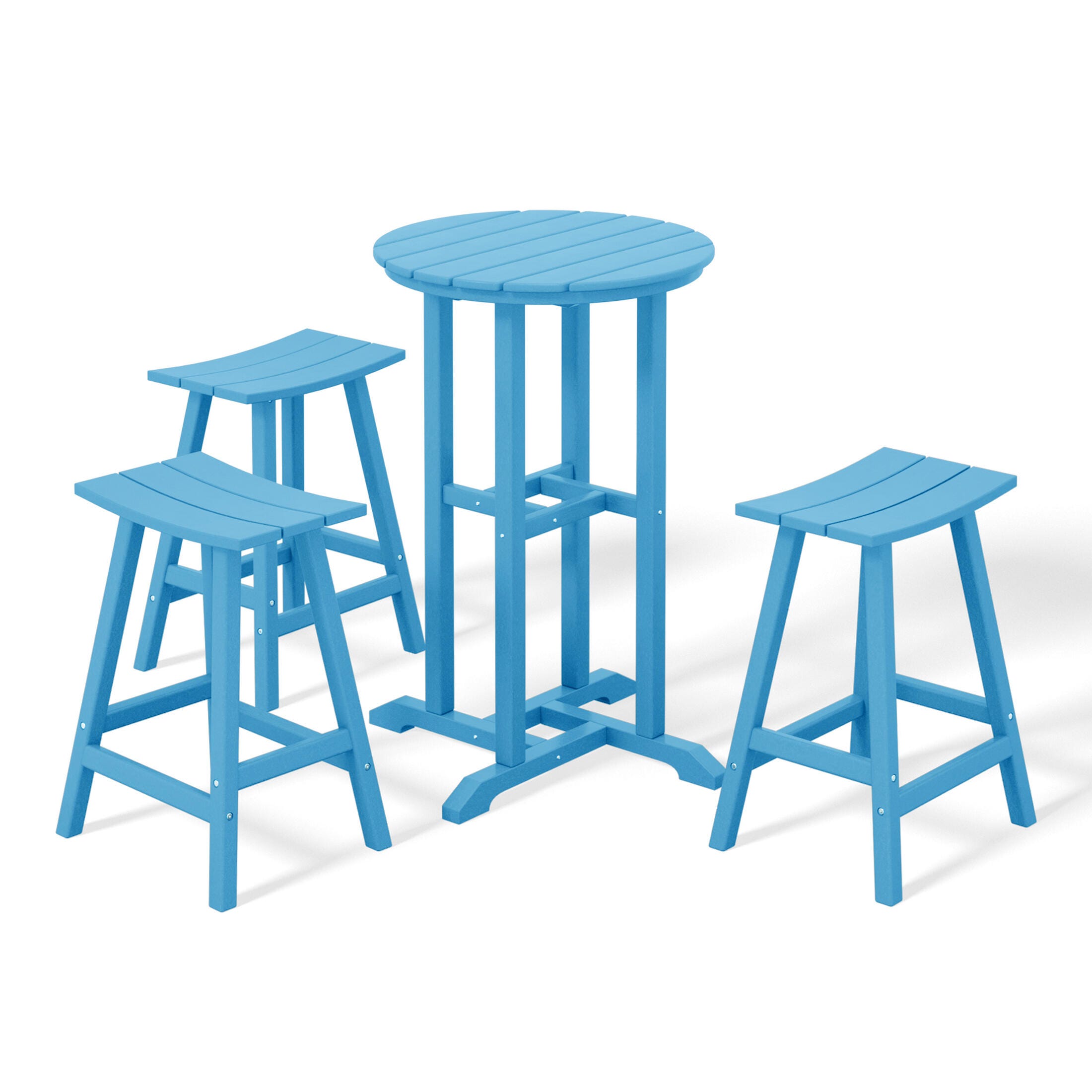 Westin Furniture Otto Outdoor Counter Height Bar Table and 3 Bar Stools, Pacific Blue, large