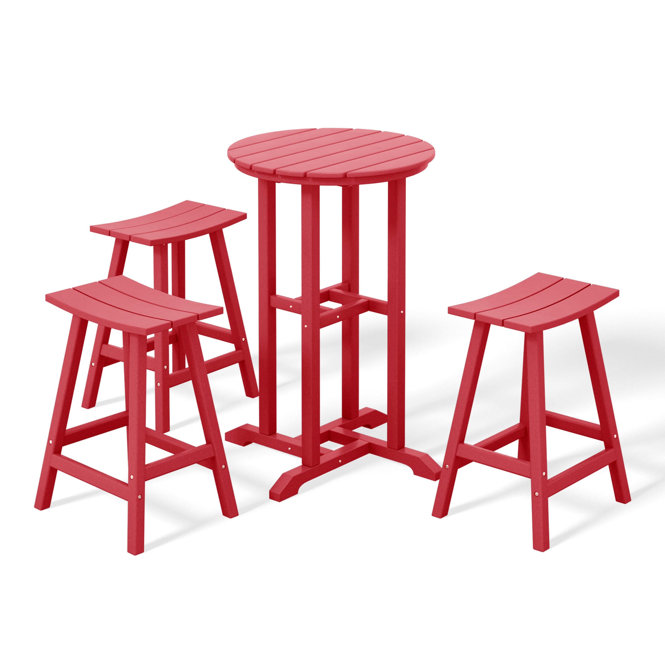 Westin Furniture Otto Outdoor Counter Height Bar Table and 3 Bar Stools, Red, large