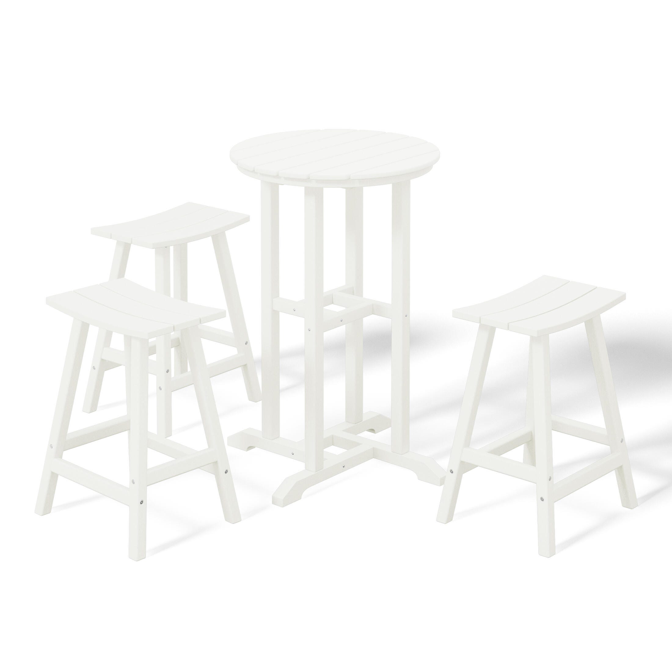 Westin Furniture Otto Outdoor Counter Height Bar Table and 3 Bar Stools, White, large