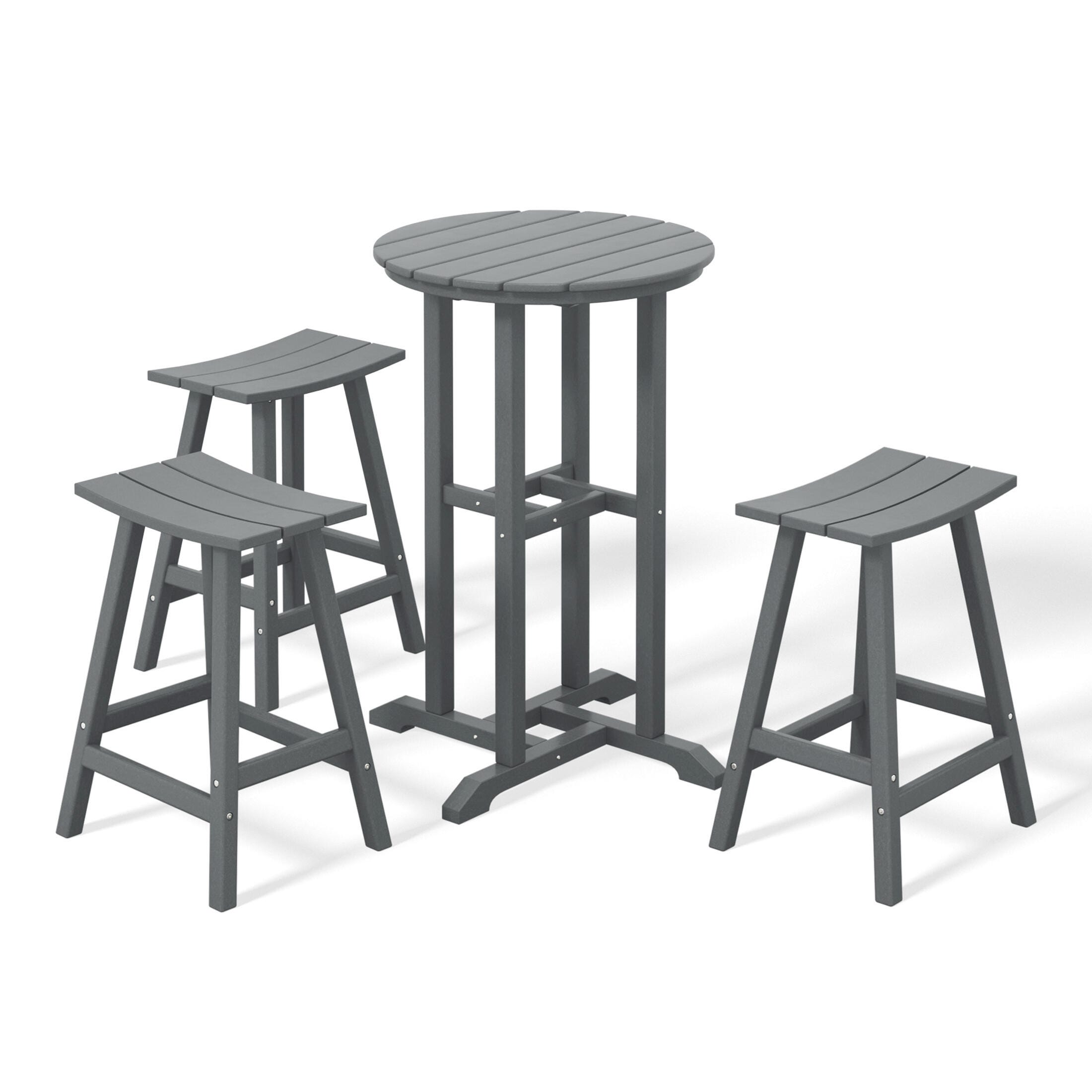 Westin Furniture Otto Outdoor Counter Height Bar Table and 3 Bar Stools, Gray, large