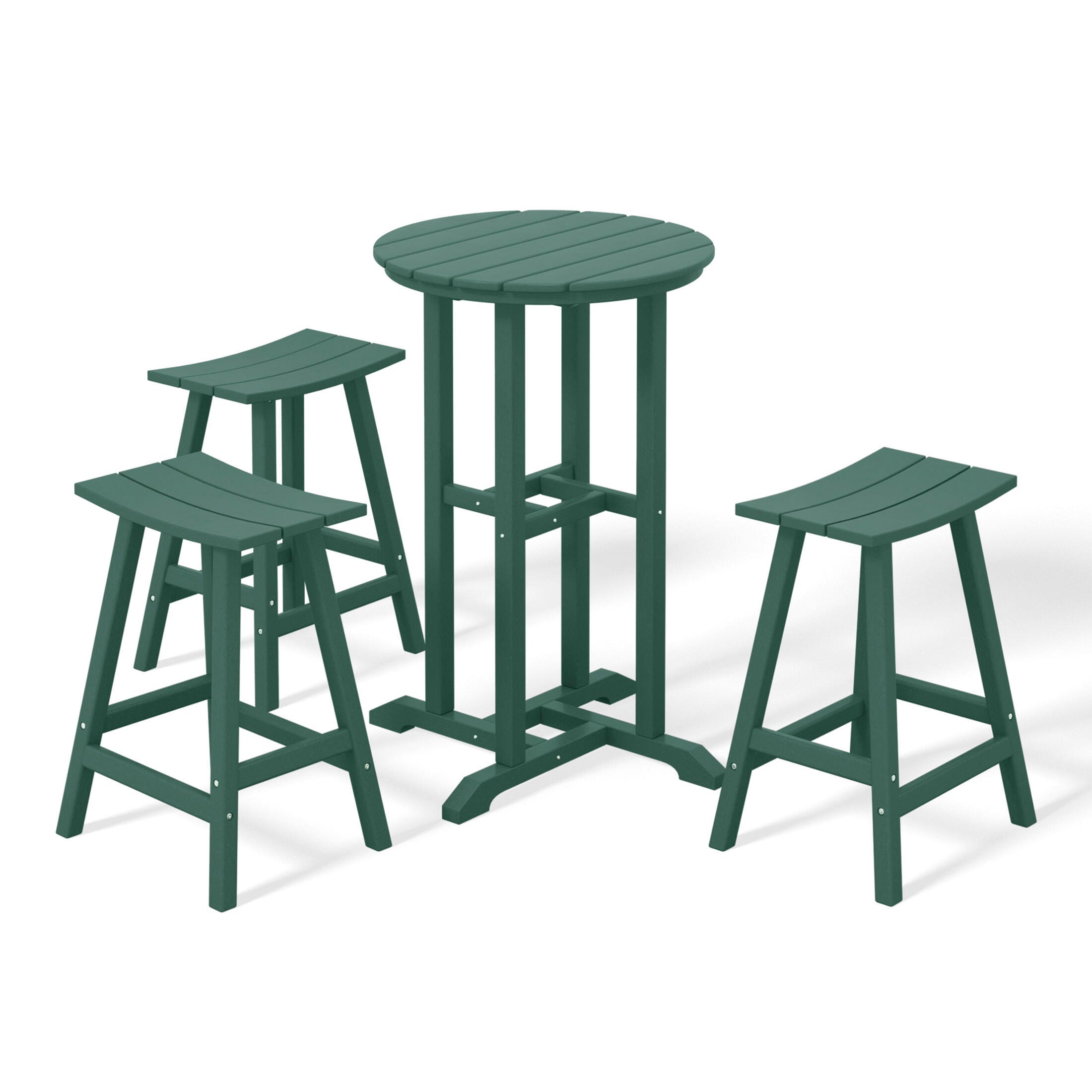 Westin Furniture Otto Outdoor Counter Height Bar Table and 3 Bar Stools, Dark Green, large