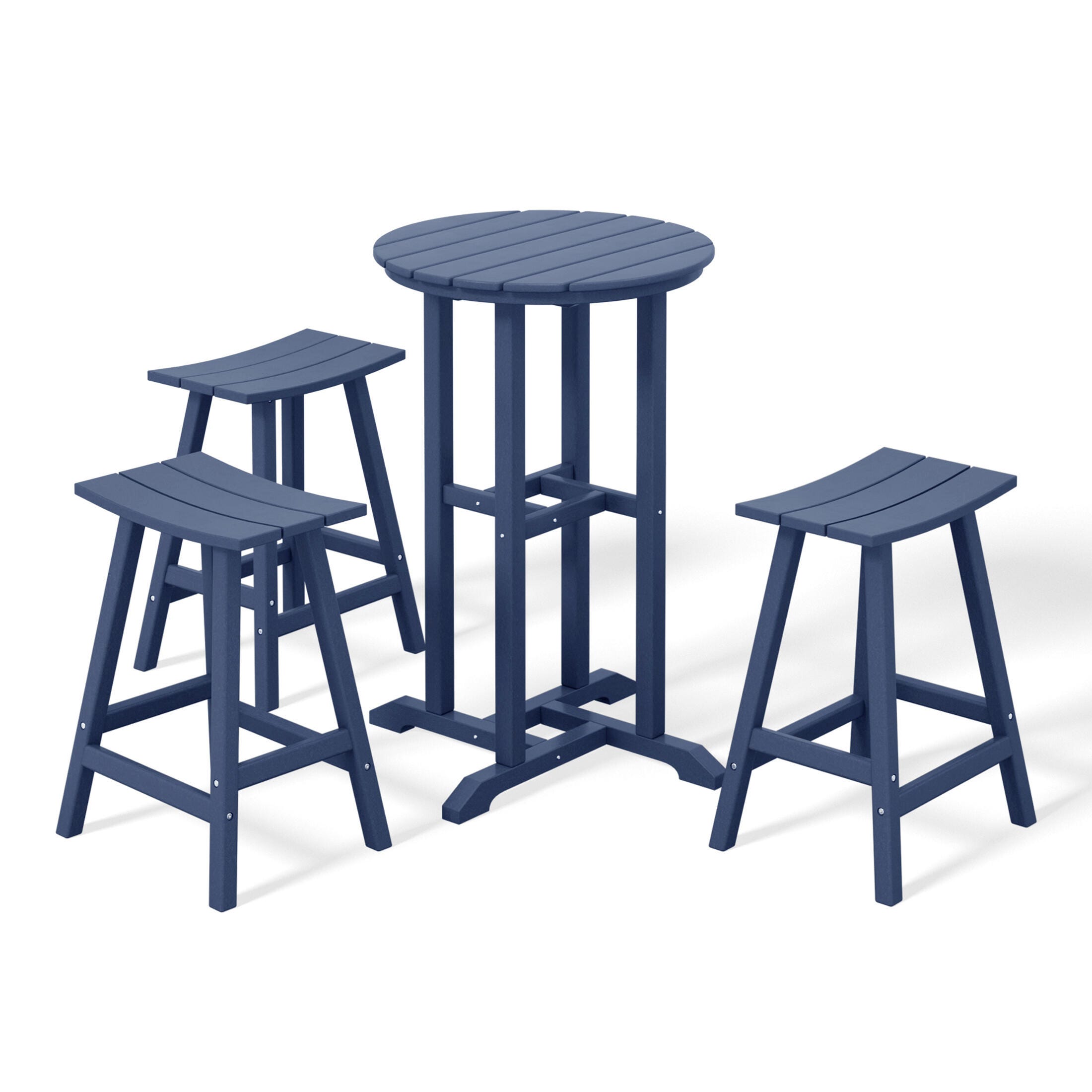 Westin Furniture Otto Outdoor Counter Height Bar Table and 3 Bar Stools, Navy Blue, large