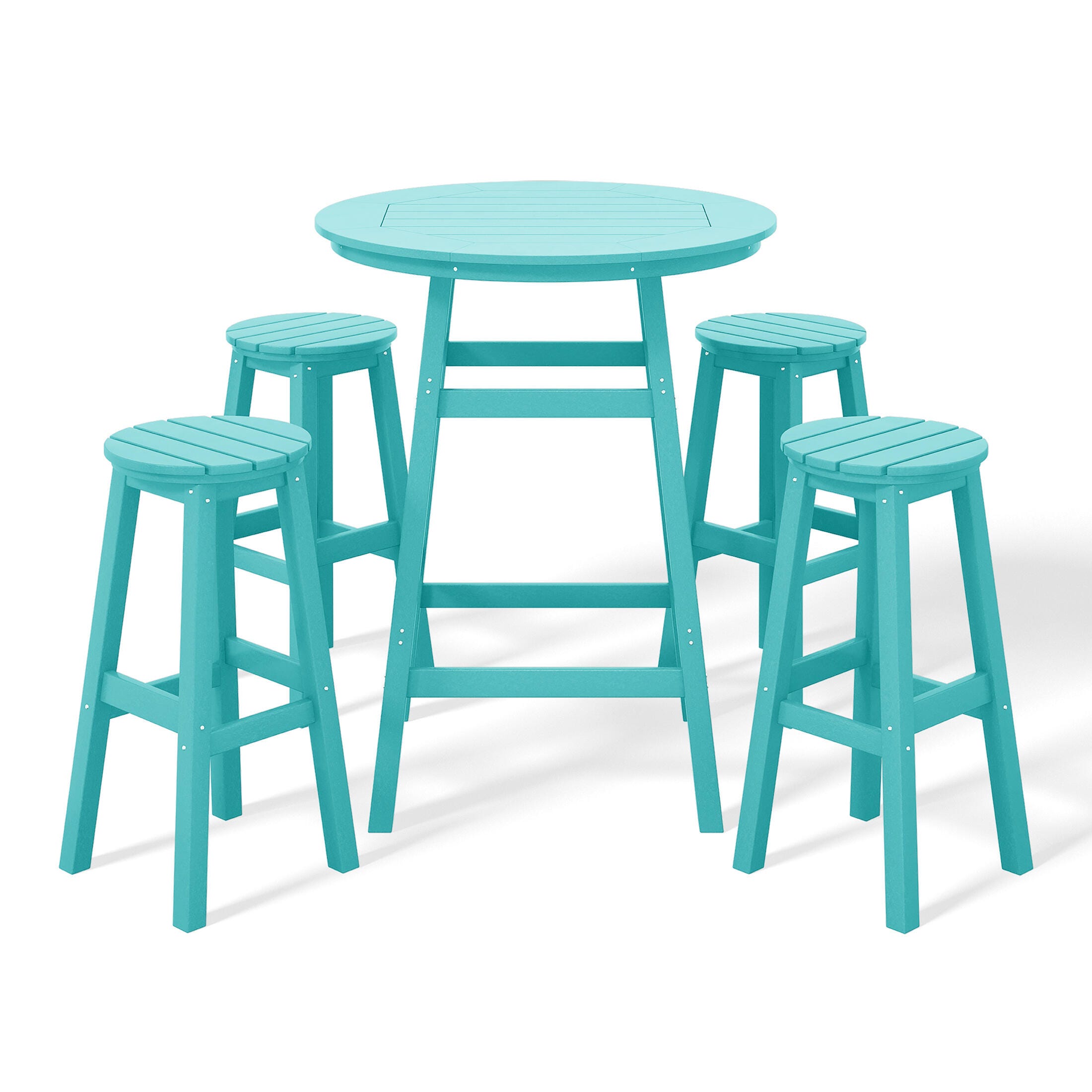 Westin Furniture Otto Outdoor Bar Height Bar Table and 4 Bar Stools, Turquoise, large