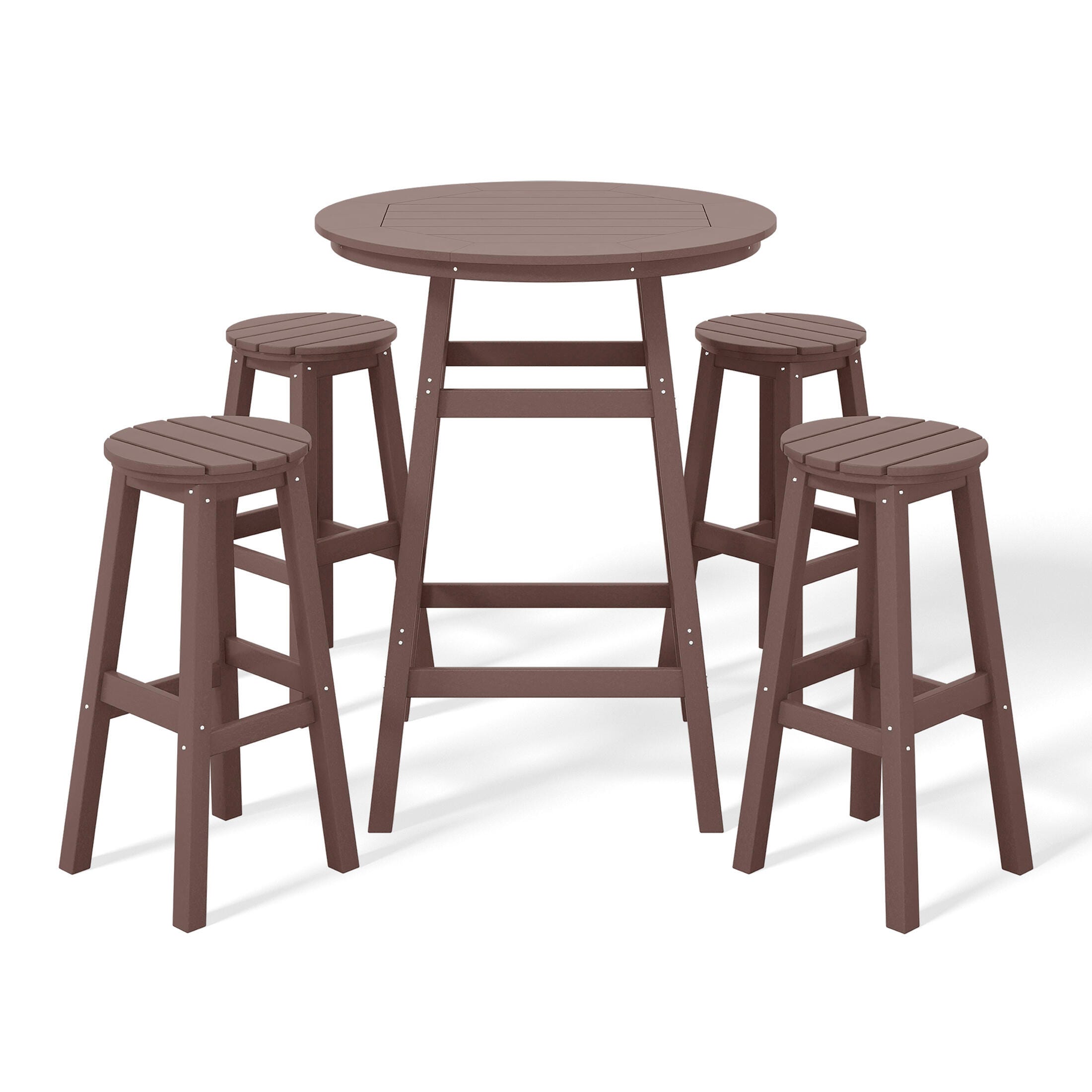 Westin Furniture Otto Outdoor Bar Height Bar Table and 4 Bar Stools, Dark Brown, large