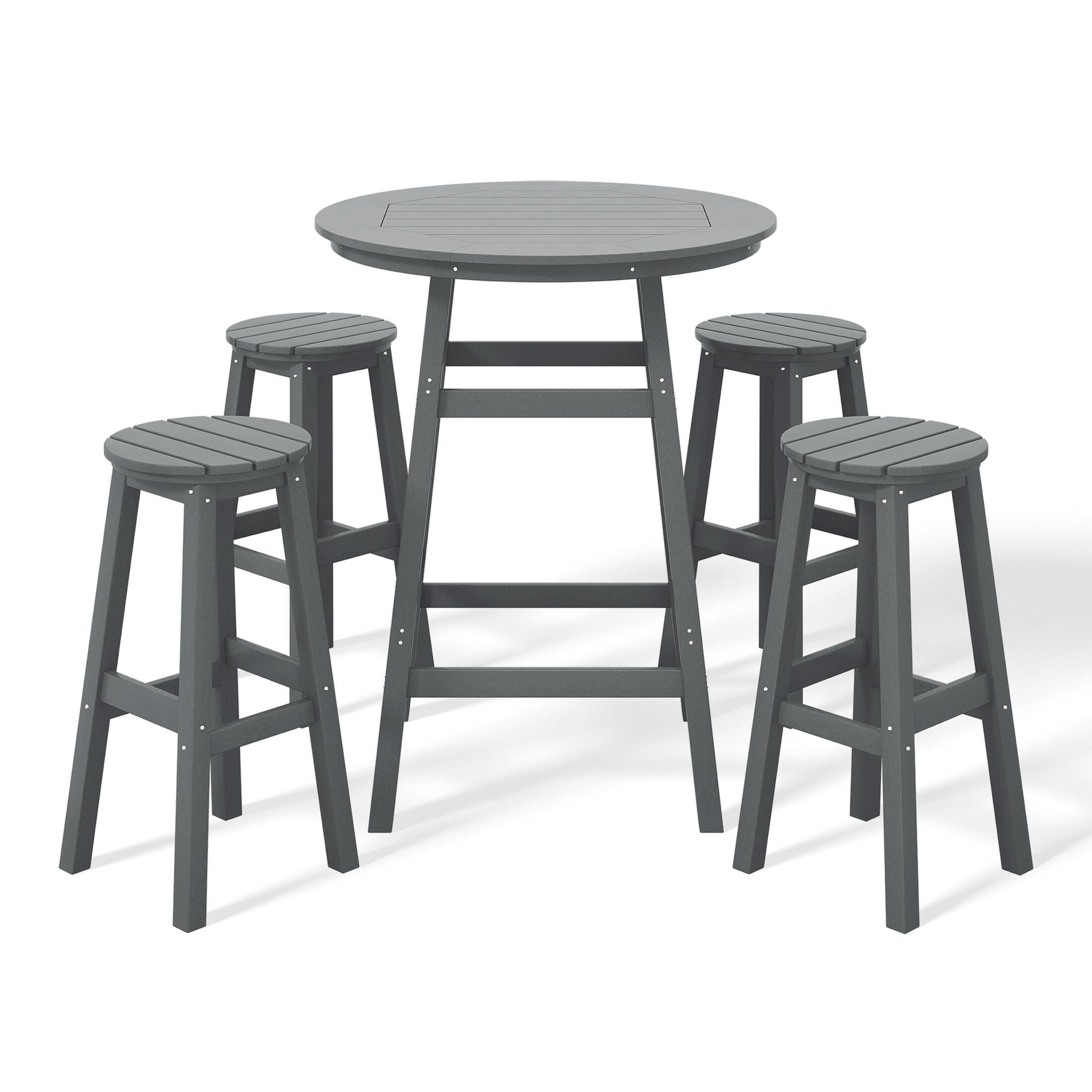 Westin Furniture Otto Outdoor Bar Height Bar Table and 4 Bar Stools, Gray, large