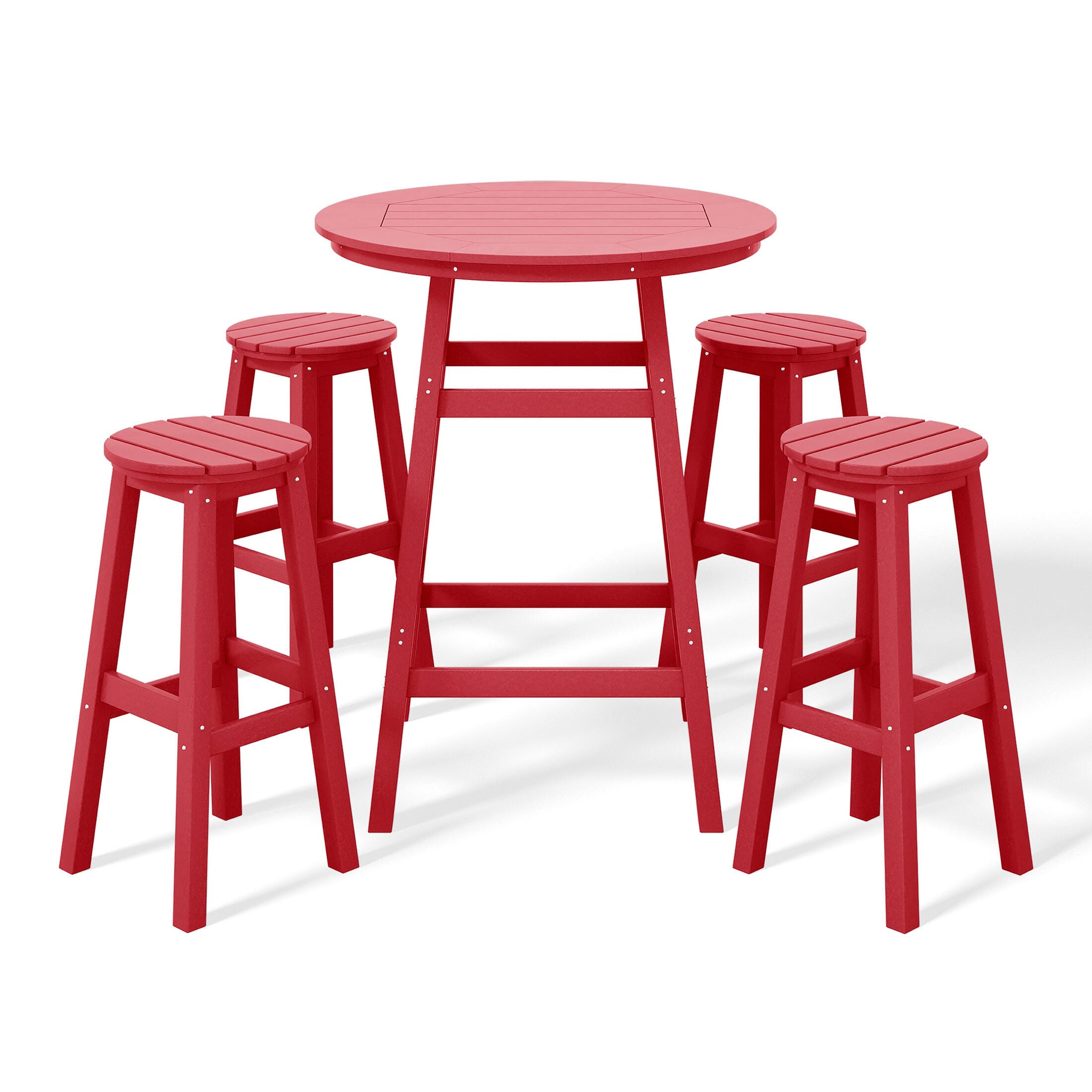 Westin Furniture Otto Outdoor Bar Height Bar Table and 4 Bar Stools, Red, large