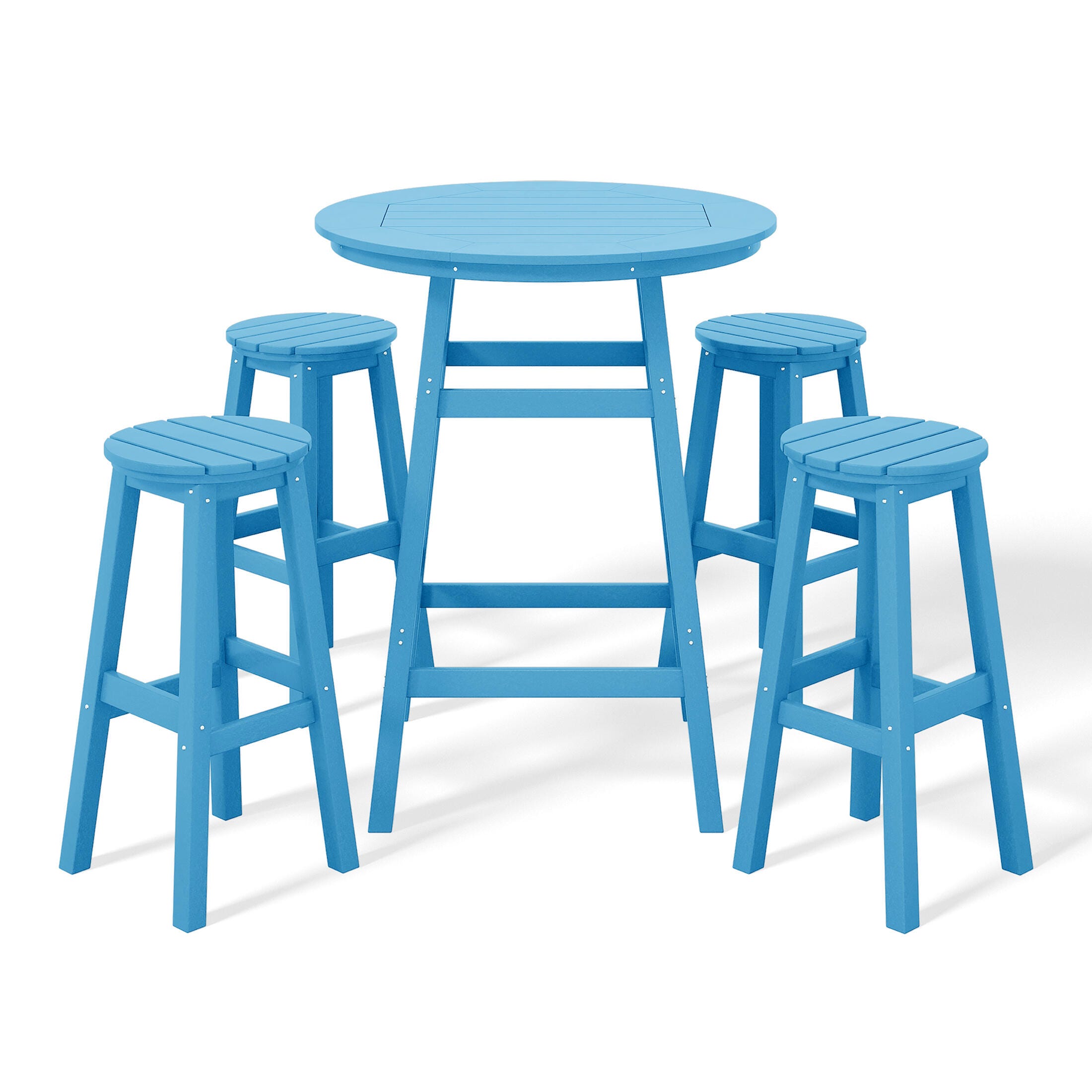 Westin Furniture Otto Outdoor Bar Height Bar Table and 4 Bar Stools, Pacific Blue, large