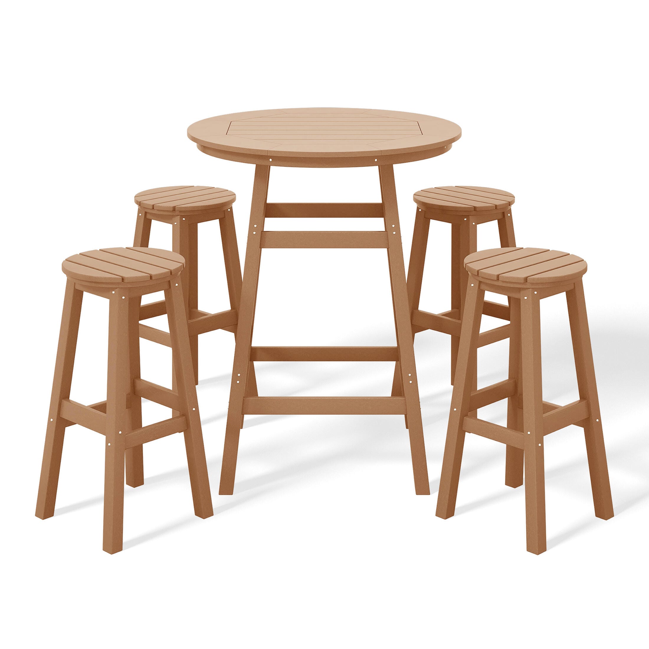 Westin Furniture Otto Outdoor Bar Height Bar Table and 4 Bar Stools, Teak, large