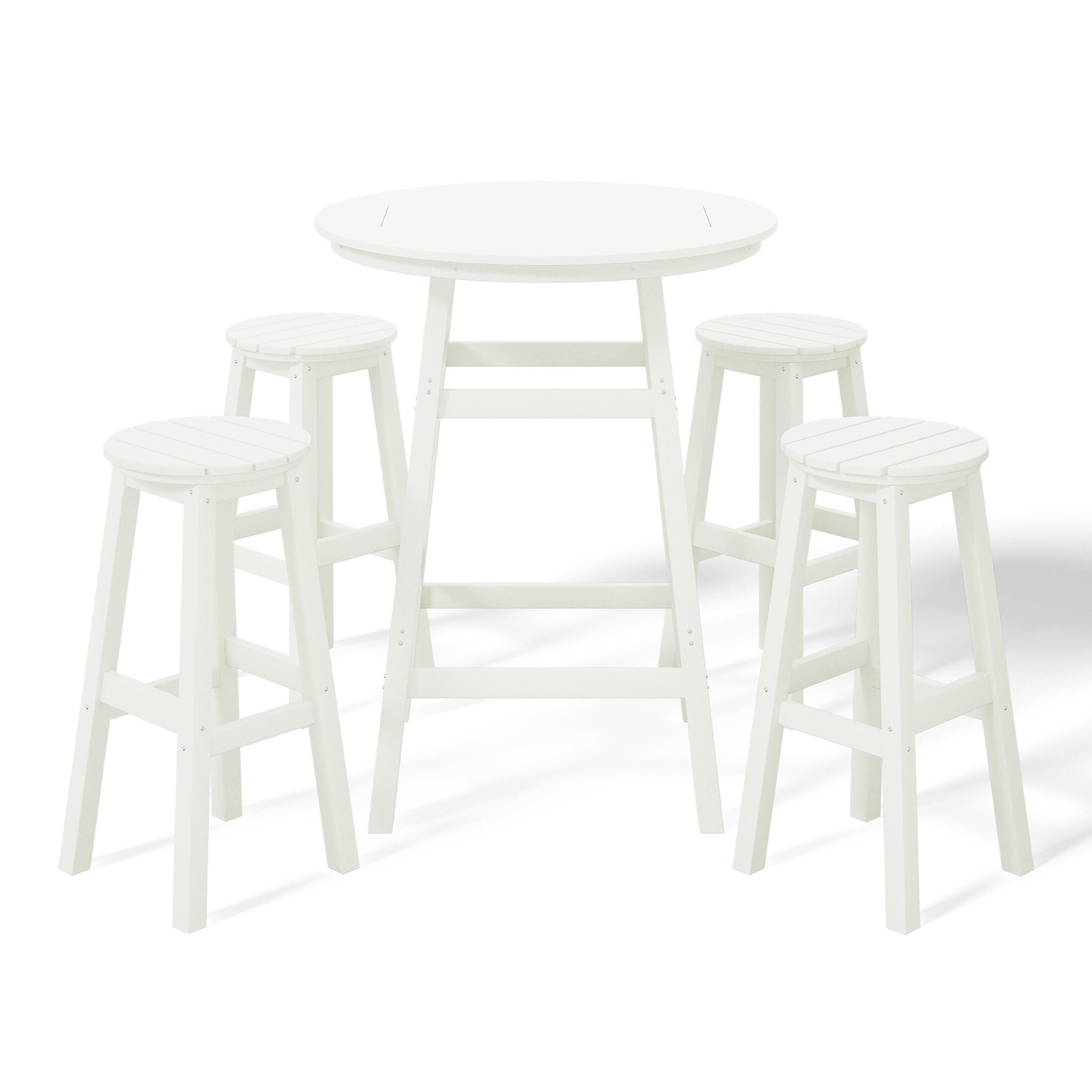 Westin Furniture Otto Outdoor Bar Height Bar Table and 4 Bar Stools, White, large