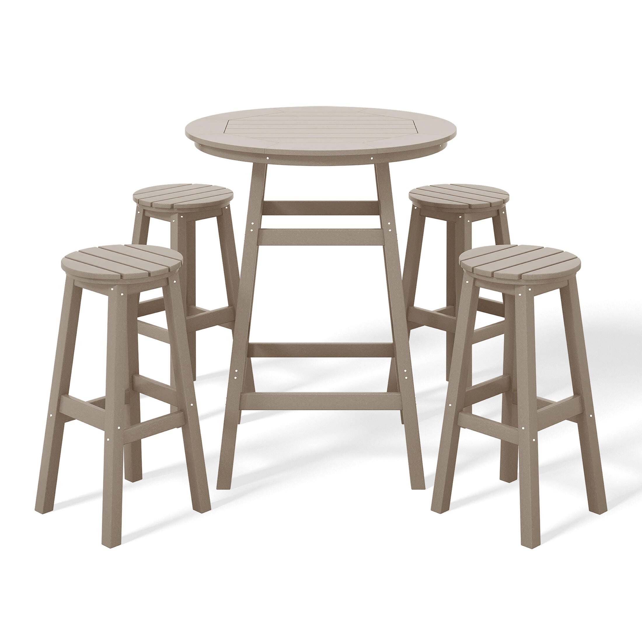 Westin Furniture Otto Outdoor Bar Height Bar Table and 4 Bar Stools, Weathered Wood, large