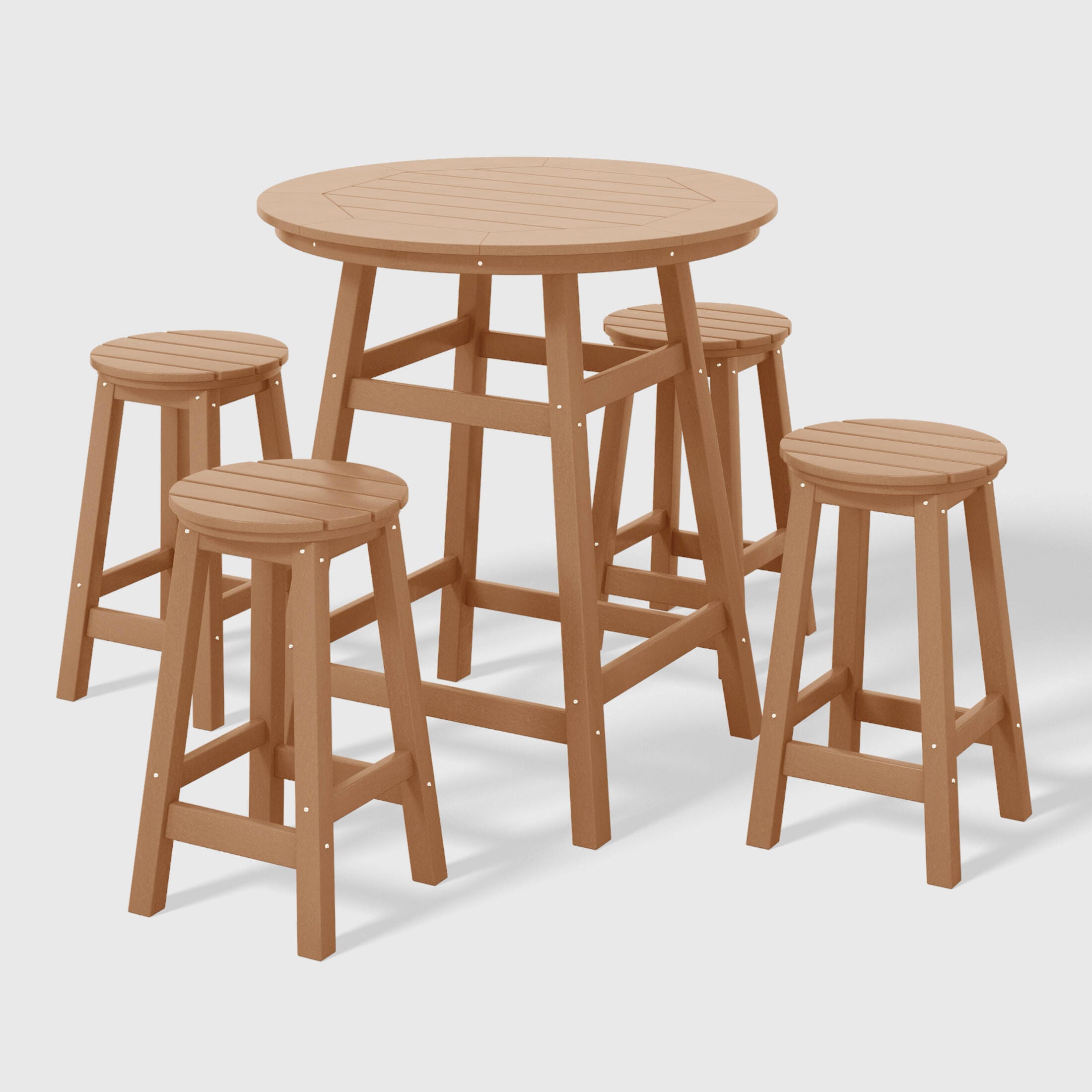Westin Furniture Otto Outdoor Bar Table and 4 Bar Stools, Teak, large