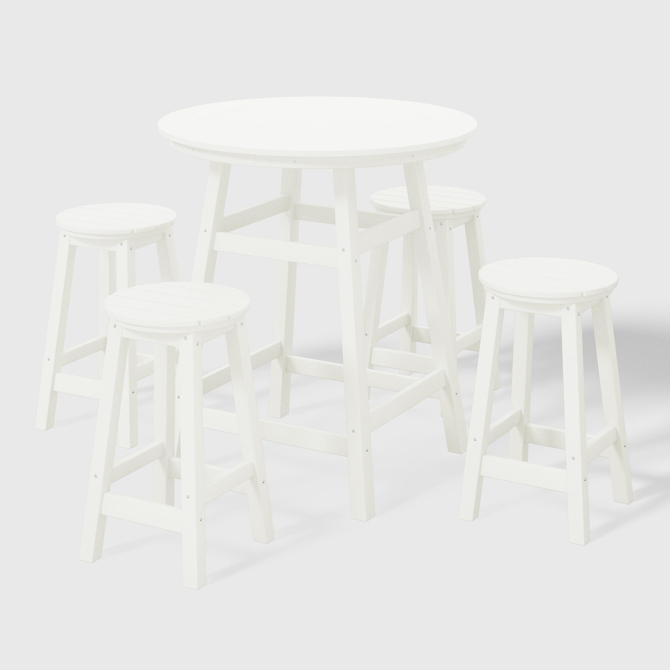 Westin Furniture Otto Outdoor Bar Table and 4 Bar Stools, White, large