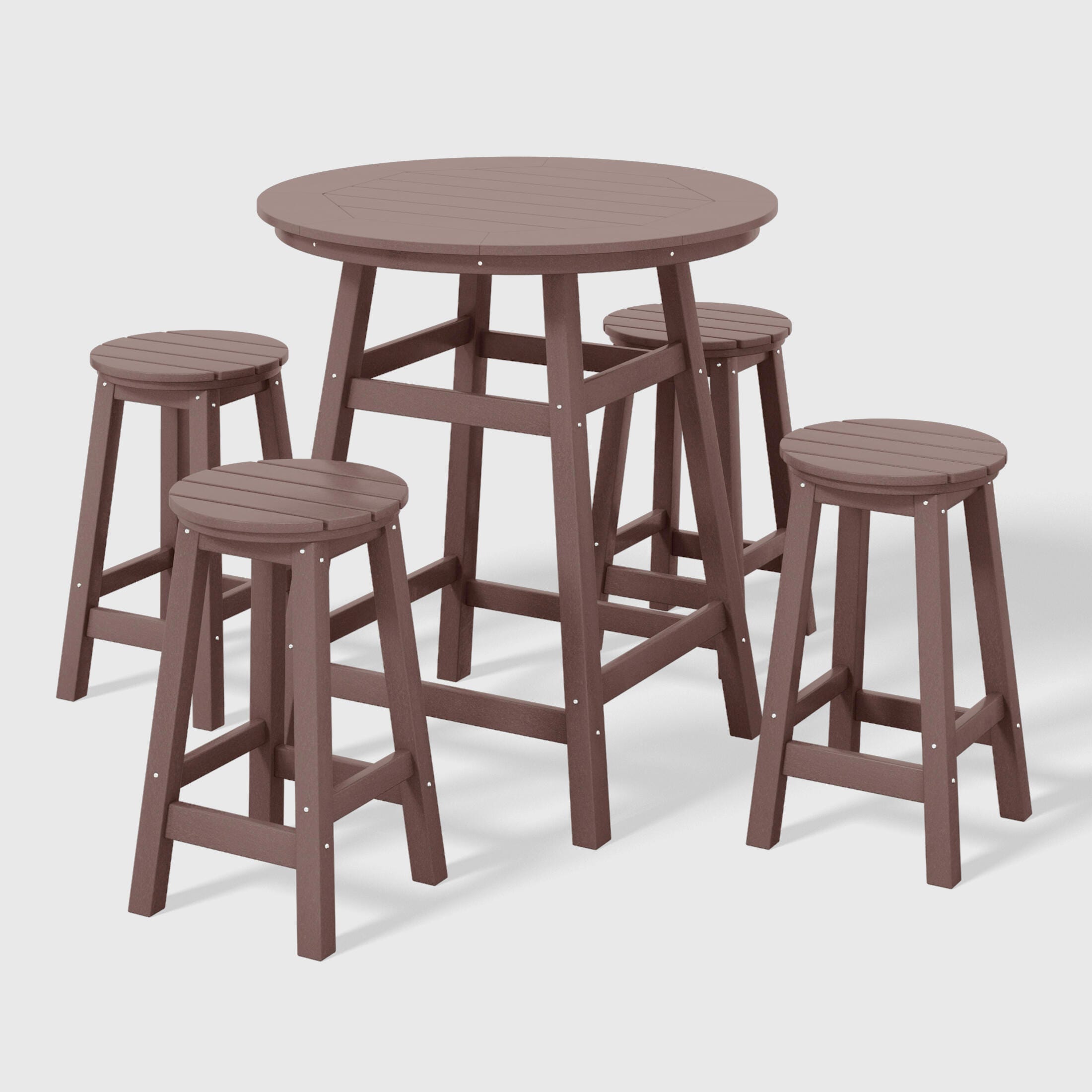 Westin Furniture Otto Outdoor Bar Table and 4 Bar Stools, Dark Brown, large