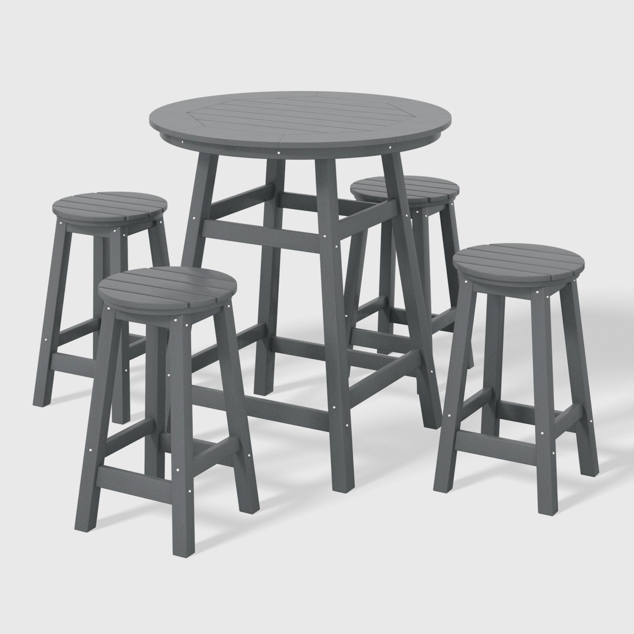 Westin Furniture Otto Outdoor Bar Table and 4 Bar Stools, Gray, large