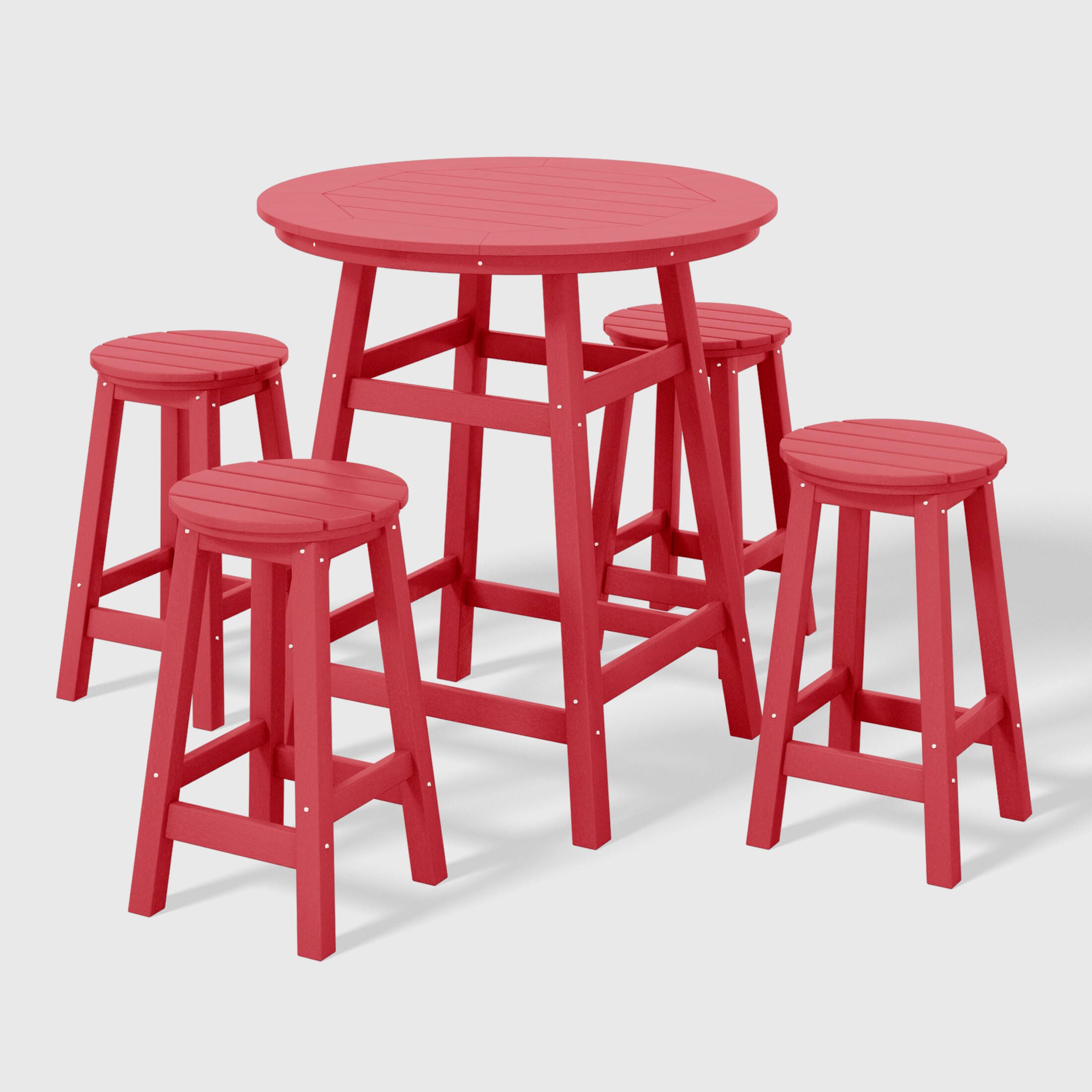 Westin Furniture Otto Outdoor Bar Table and 4 Bar Stools, Red, large