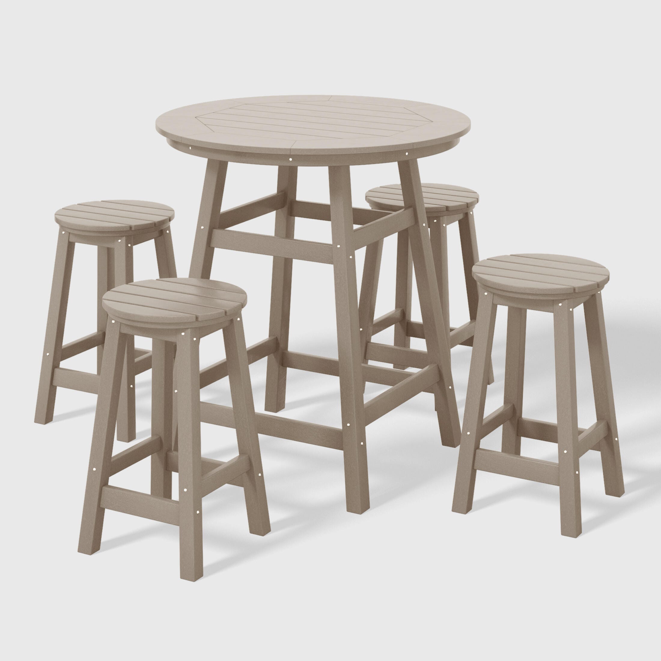 Westin Furniture Otto Outdoor Bar Table and 4 Bar Stools, Weathered Wood, large