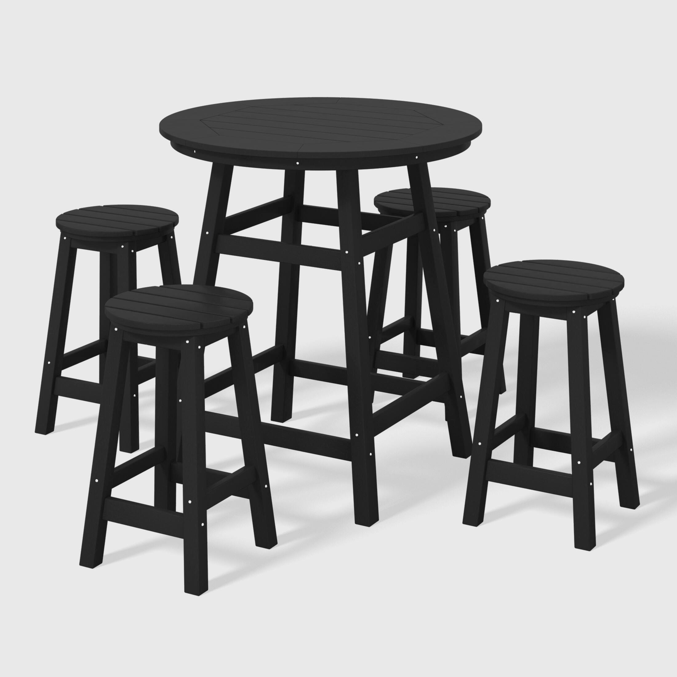Westin Furniture Otto Outdoor Bar Table and 4 Bar Stools, Black, large