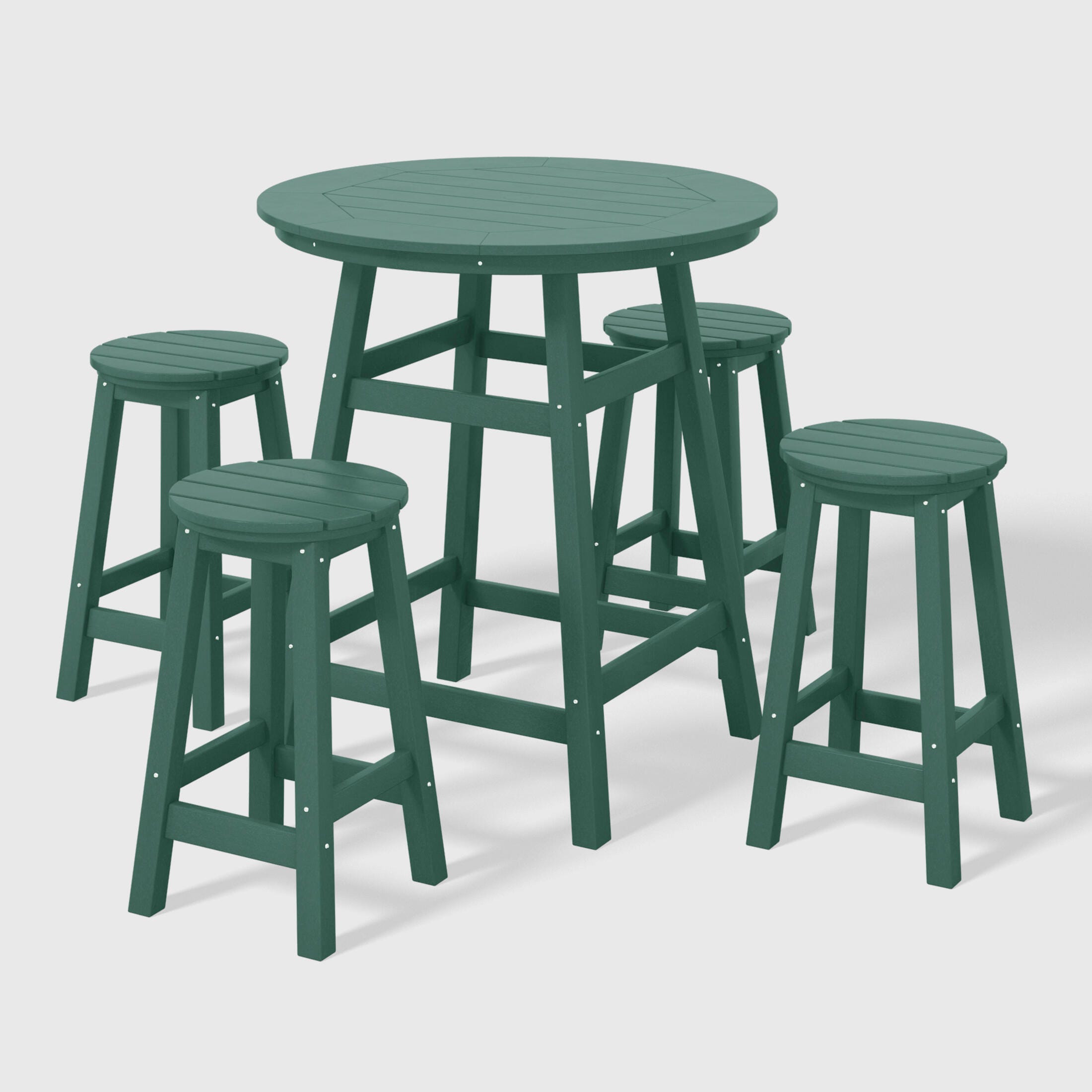 Westin Furniture Otto Outdoor Bar Table and 4 Bar Stools, Dark Green, large