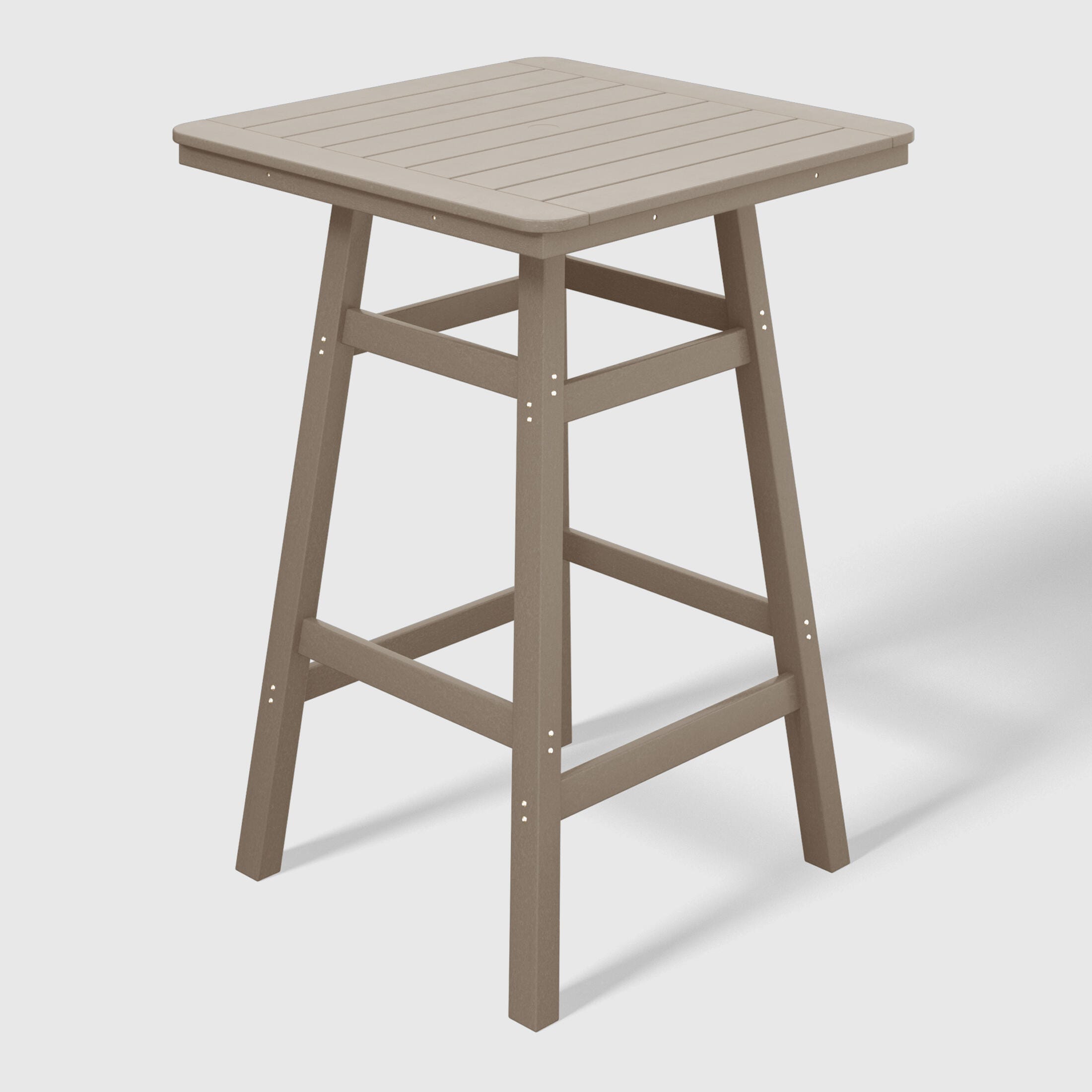 Westin Furniture Otto Outdoor Square Bar Table and 4 Bar Stools, Weathered Wood, large