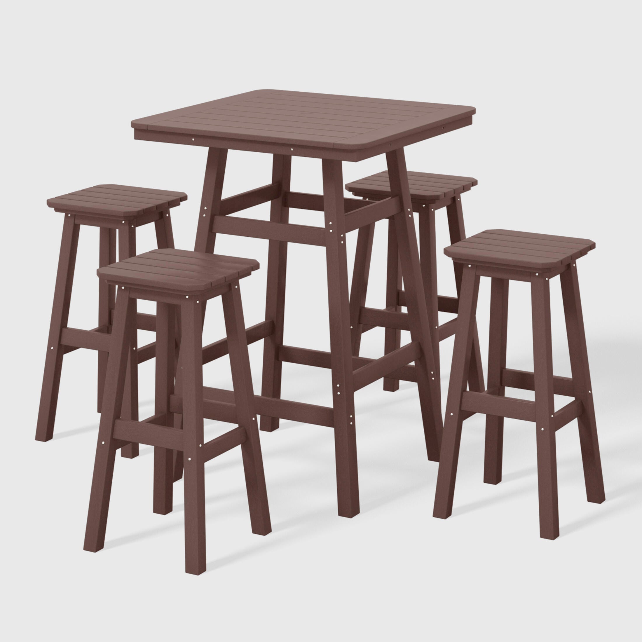 Westin Furniture Otto Outdoor Square Bar Table and 4 Bar Stools, Dark Brown, large