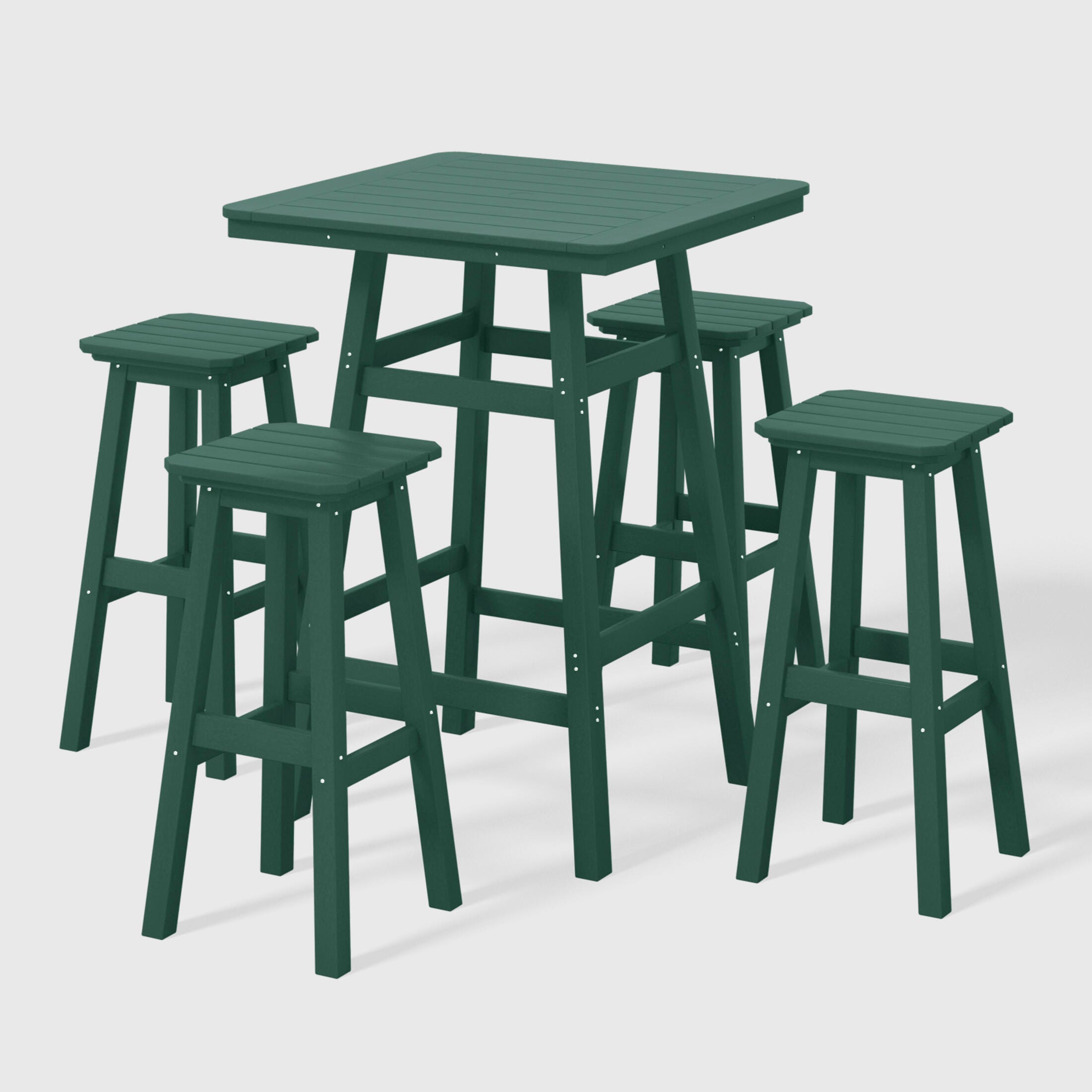 Westin Furniture Otto Outdoor Square Bar Table and 4 Bar Stools, Dark Green, large