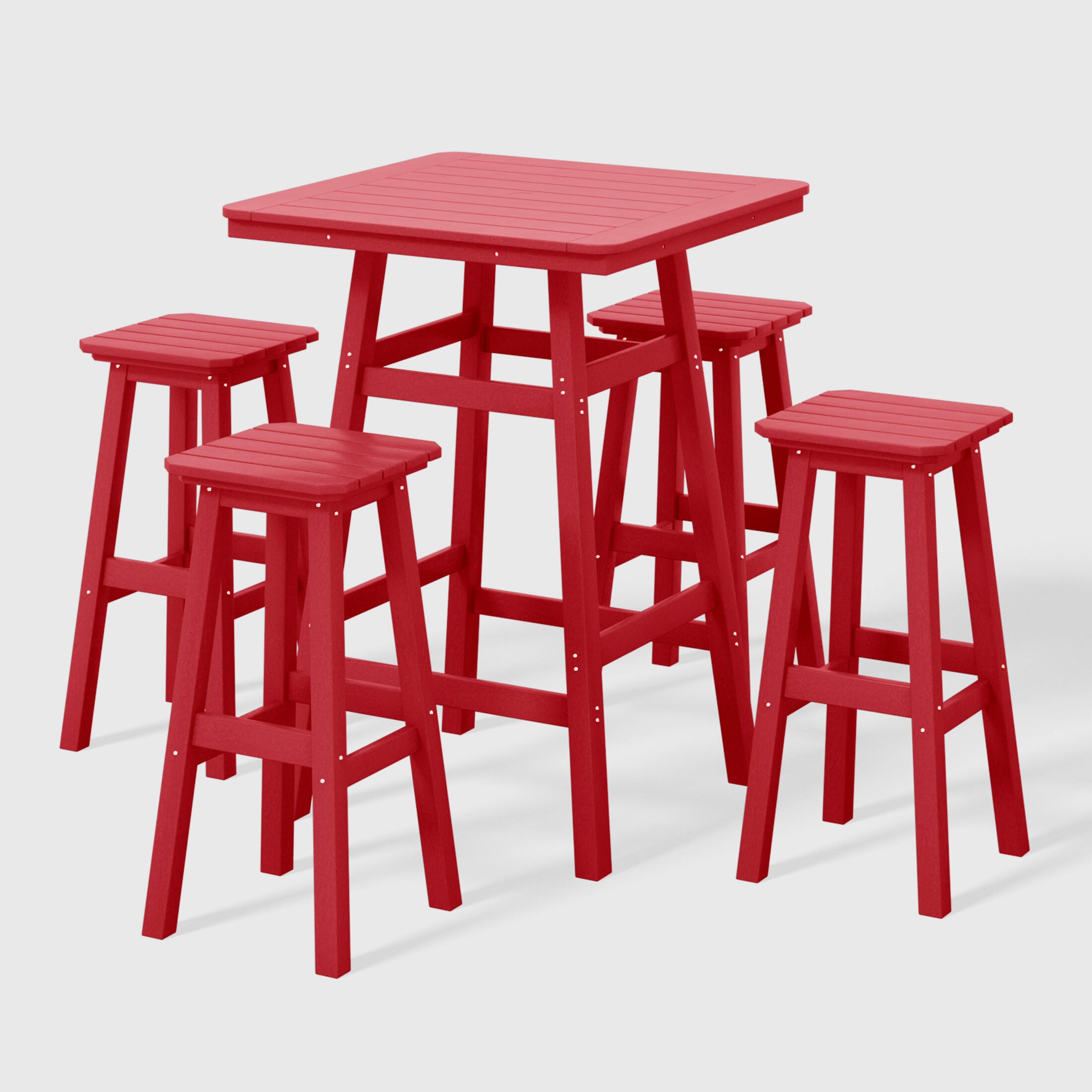 Westin Furniture Otto Outdoor Square Bar Table and 4 Bar Stools, Red, large