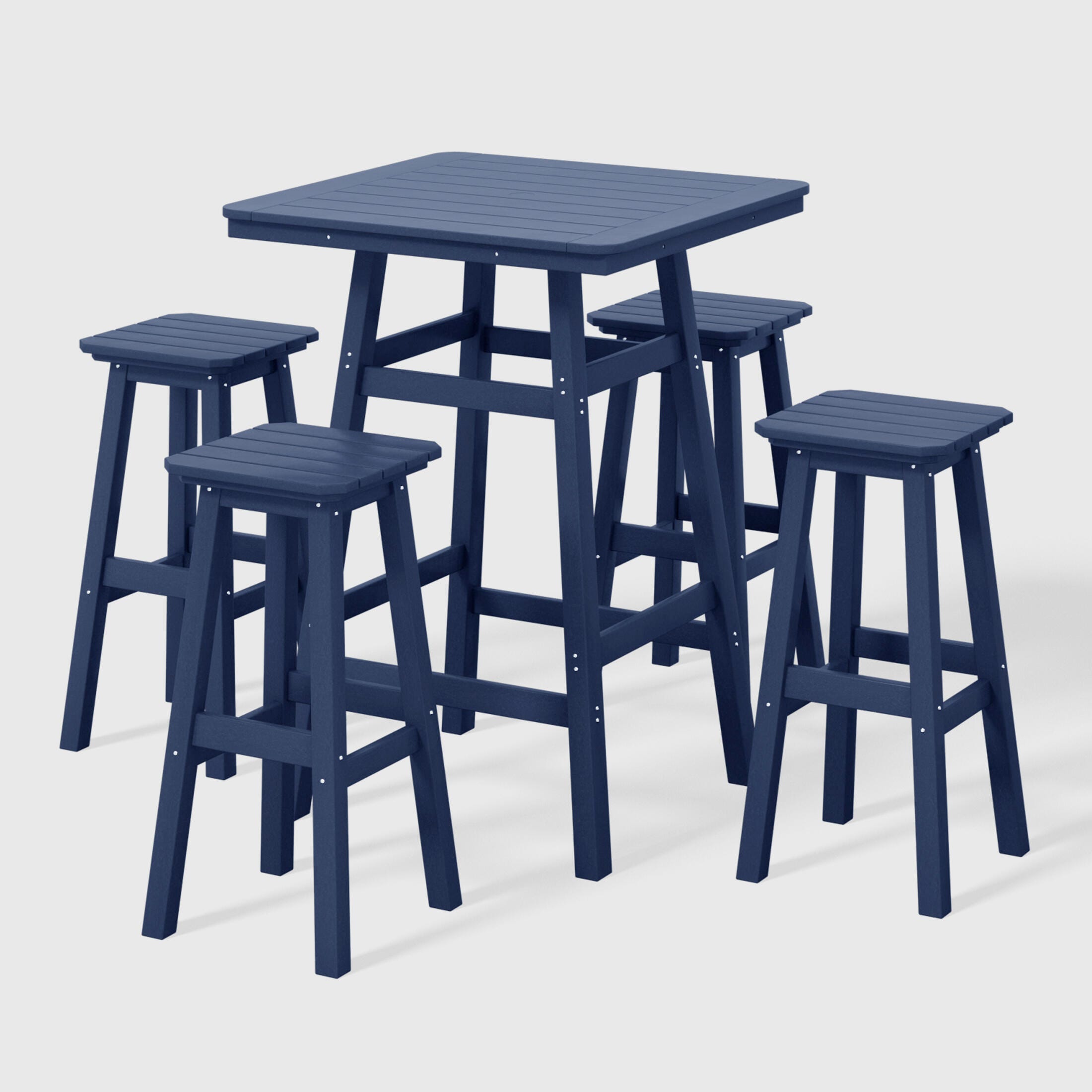Westin Furniture Otto Outdoor Square Bar Table and 4 Bar Stools, Navy Blue, large